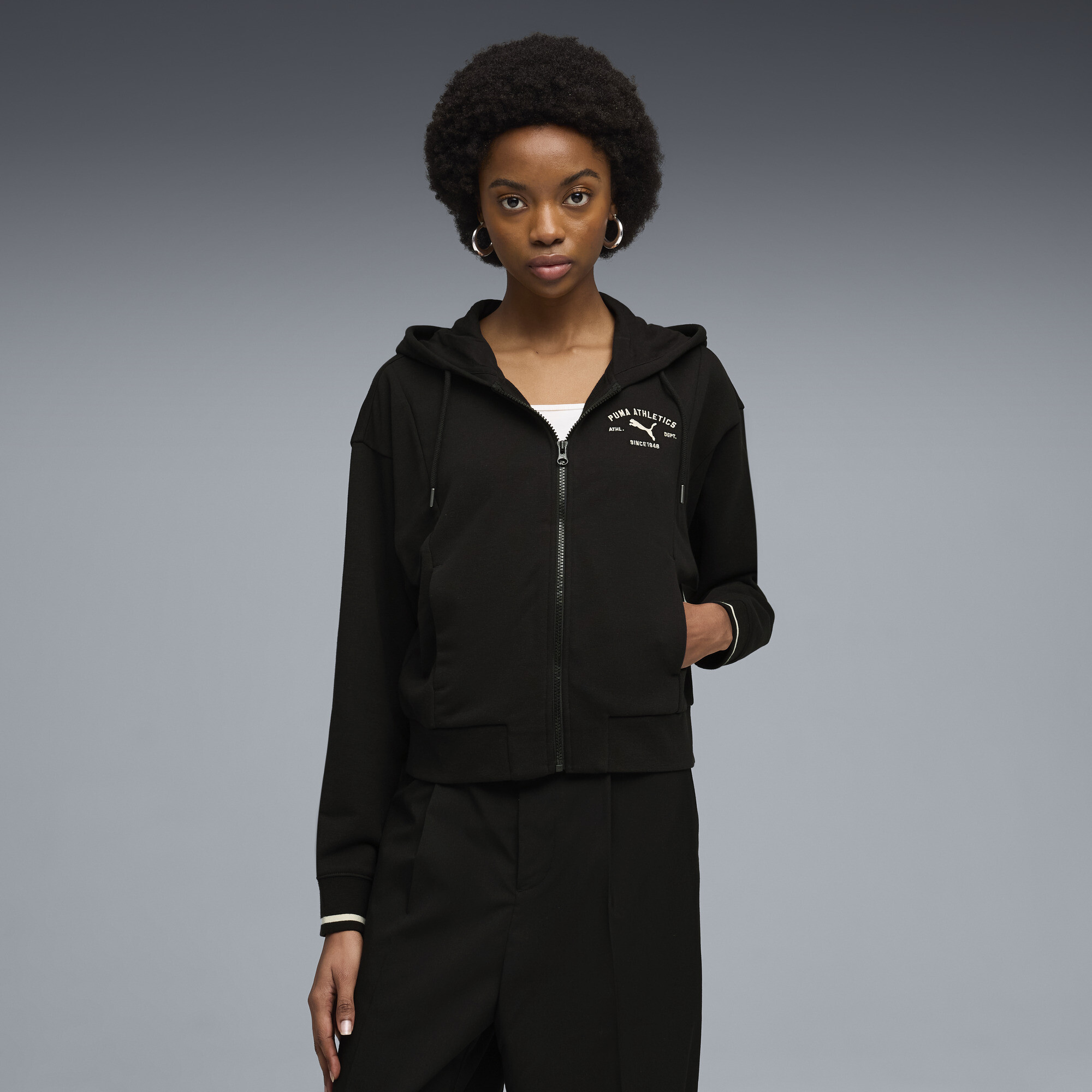 PUMA Class hoodie met volledige ritssluiting voor Dames, Zwart, Maat L