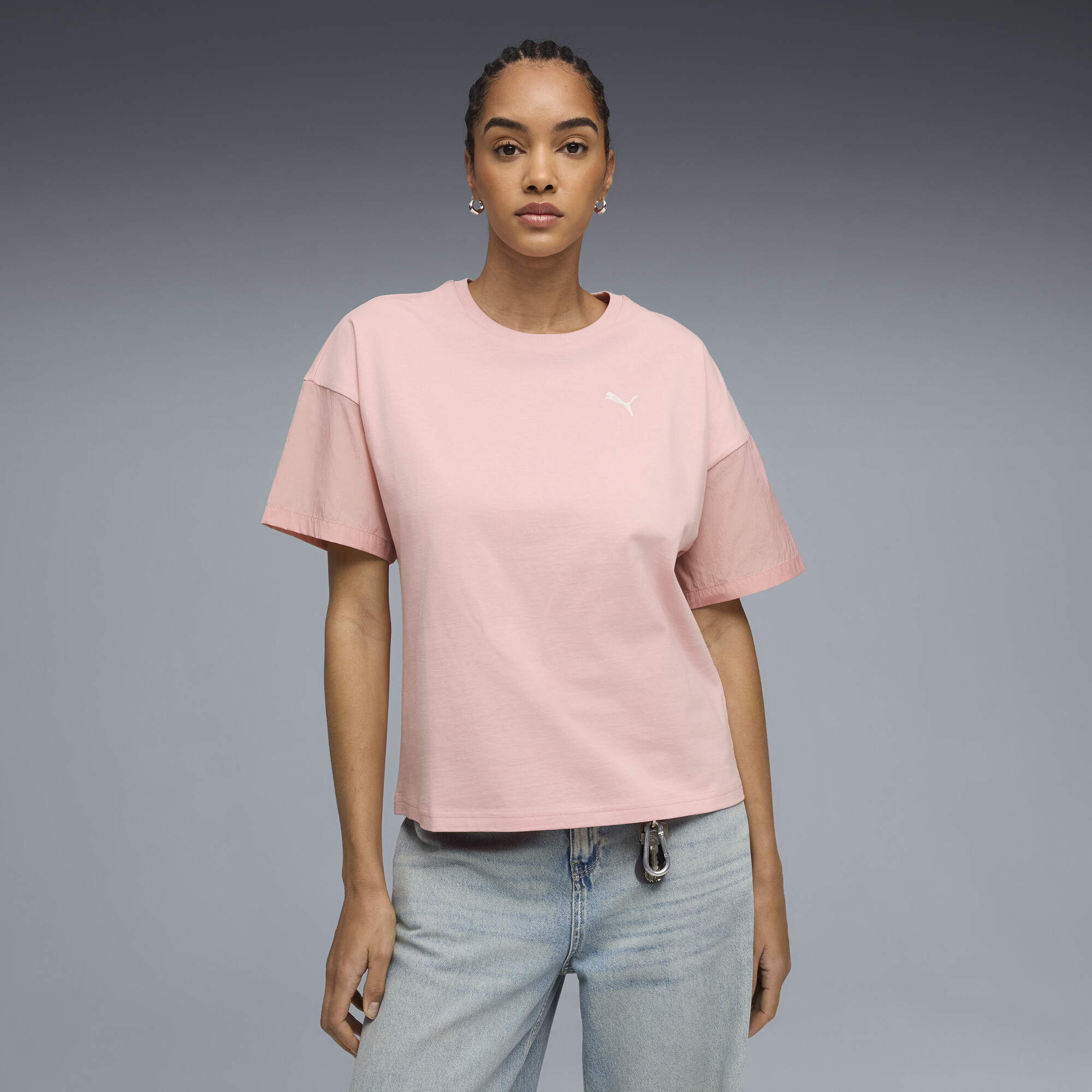 PUMA HER Women's Oversized T-Shirt in Pink, Size M