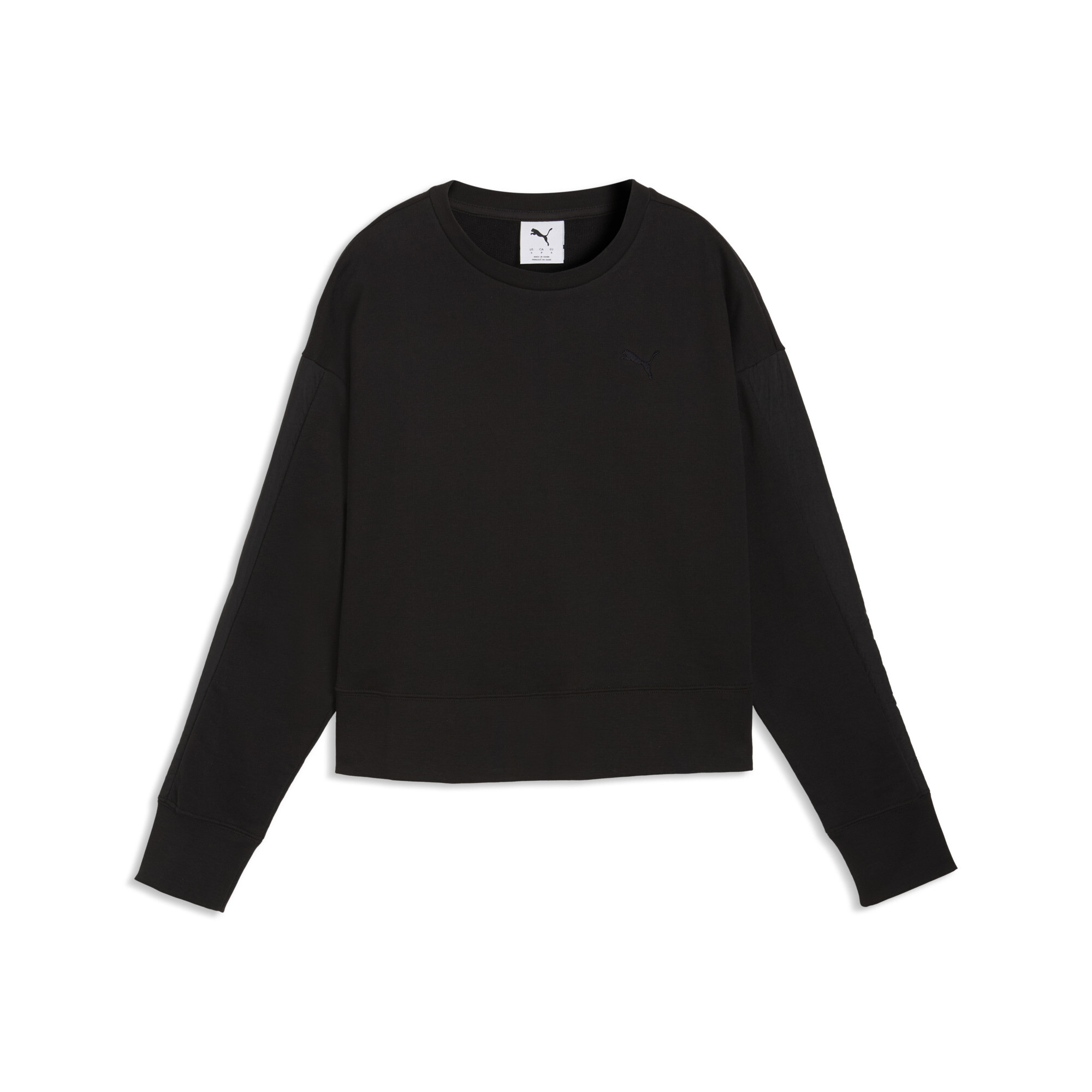 PUMA HER relaxed sweatshirt met ronde hals voor Dames, Zwart, Maat M thumbnail 3