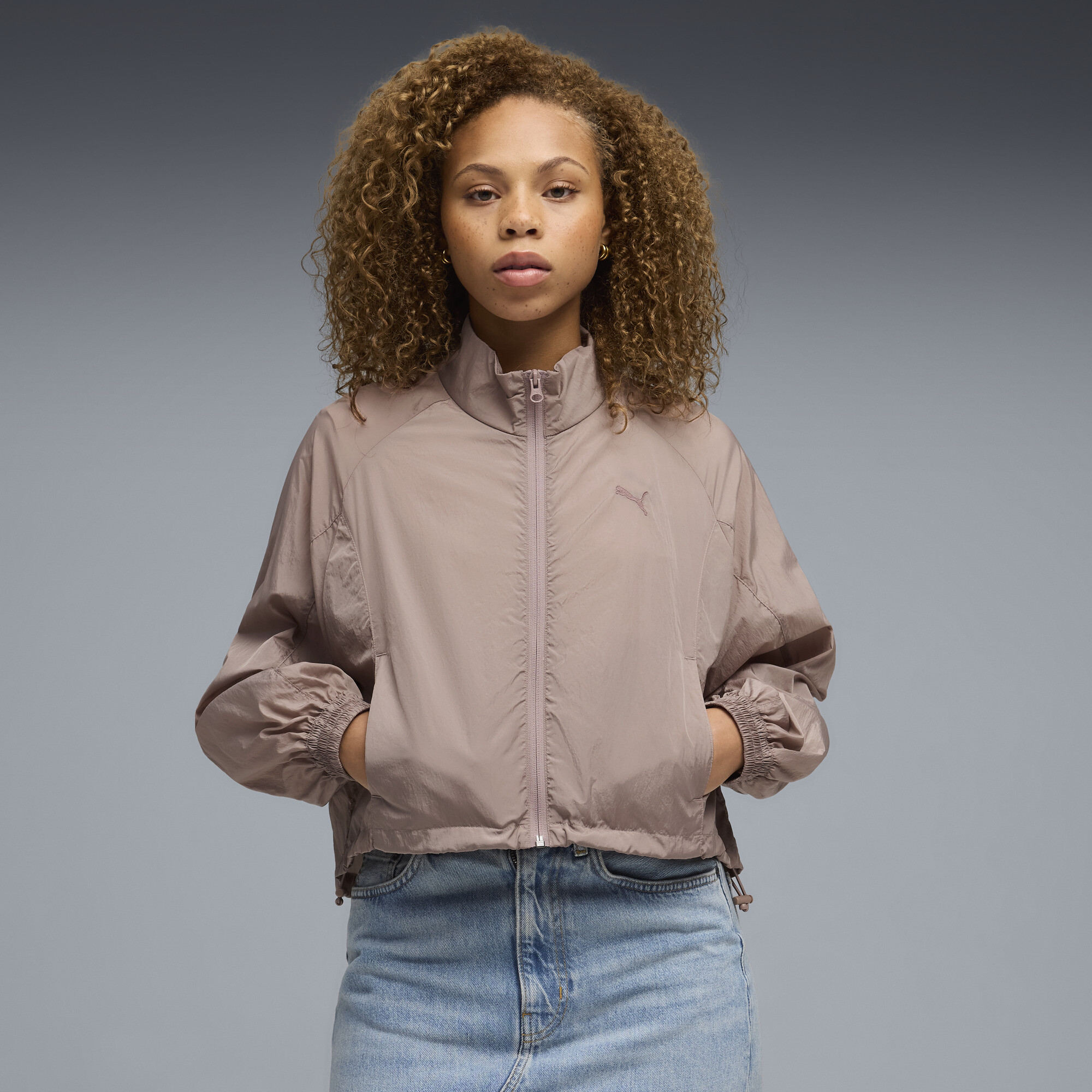 Куртка HER Relaxed Woven Full-Zip Jacket Women | Цвет: Бежевый