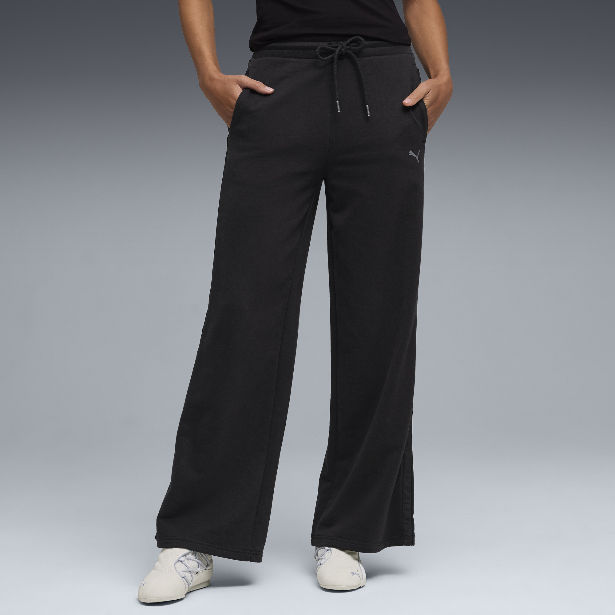 PUMA HER Women's High Waist, Wide Leg Pants in Black, Size XS