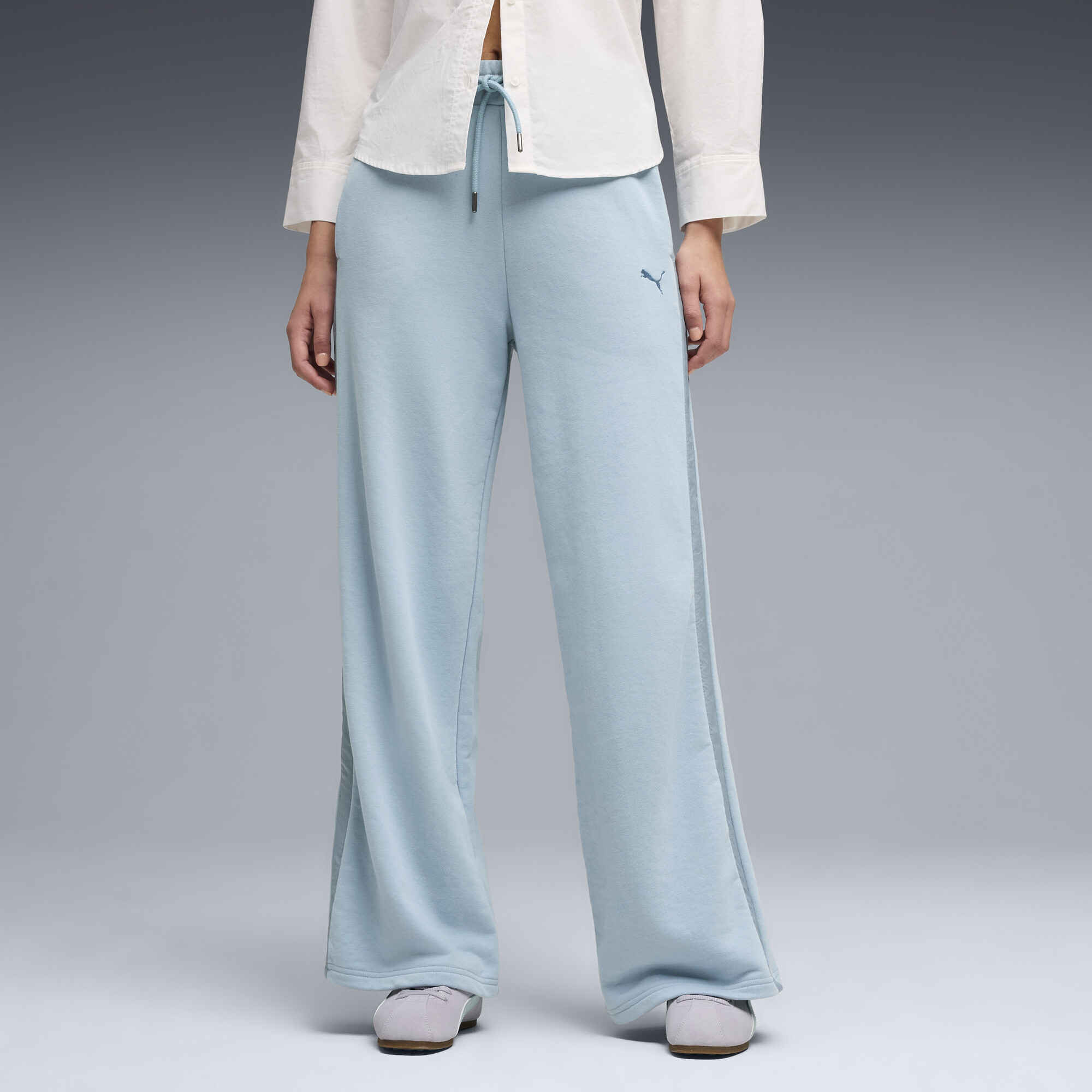 PUMA HER Women's High Waist, Wide Leg Pants in Blue, Size S