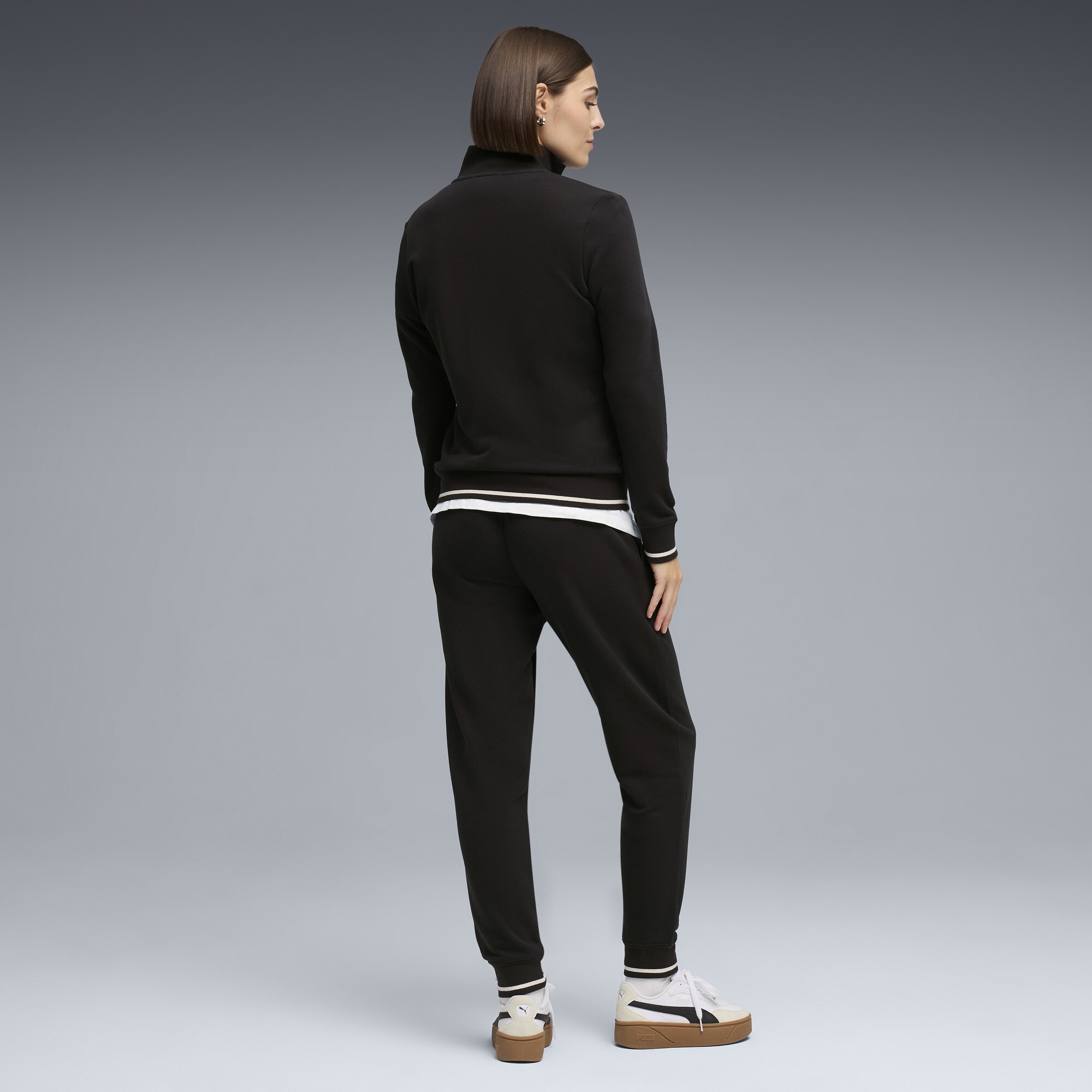 PUMA Metallic-trainingspak met volledige rits voor Dames, Zwart, Maat S thumbnail 5