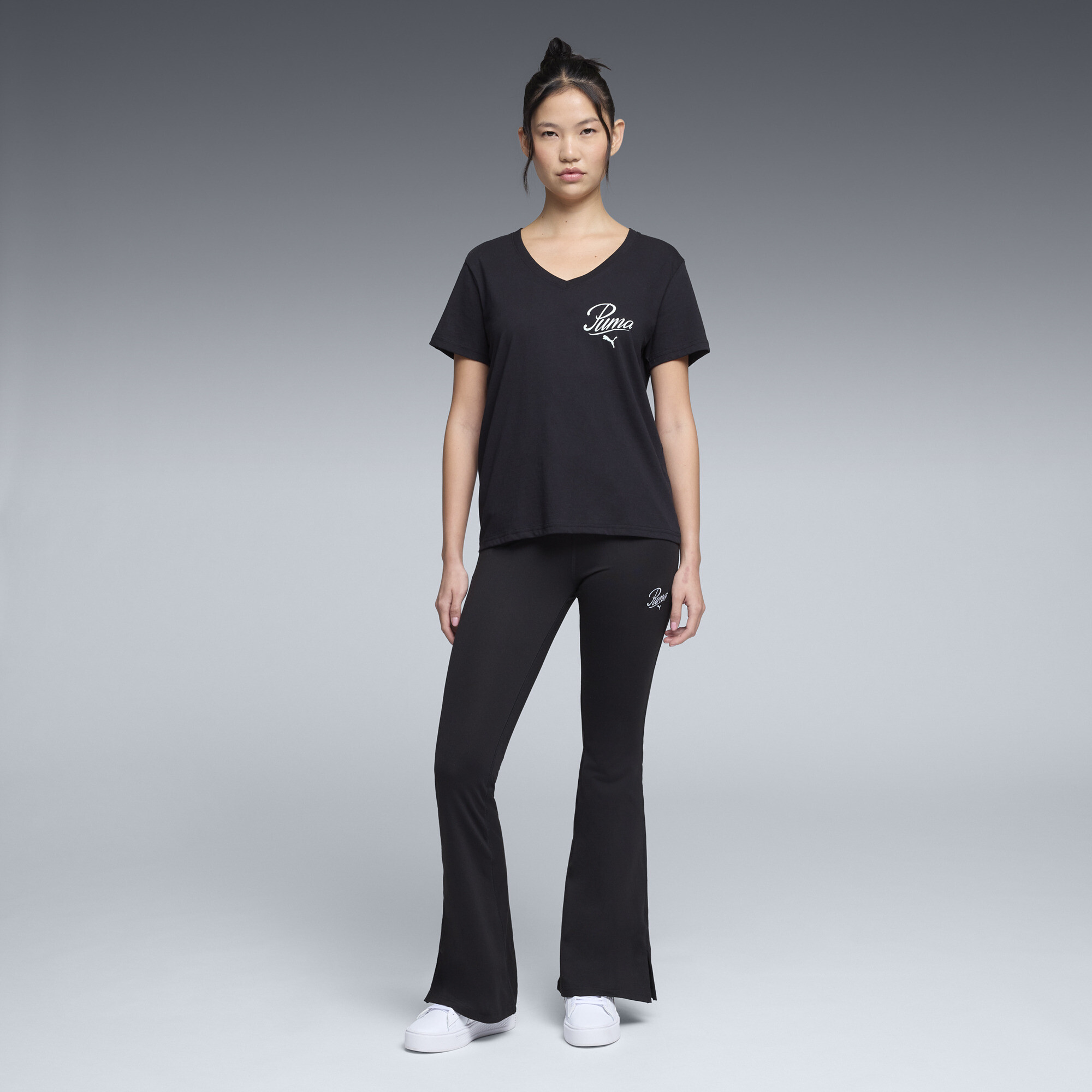 PUMA Essentials Script Women's V-Neck Tee - Picture 15 of 20