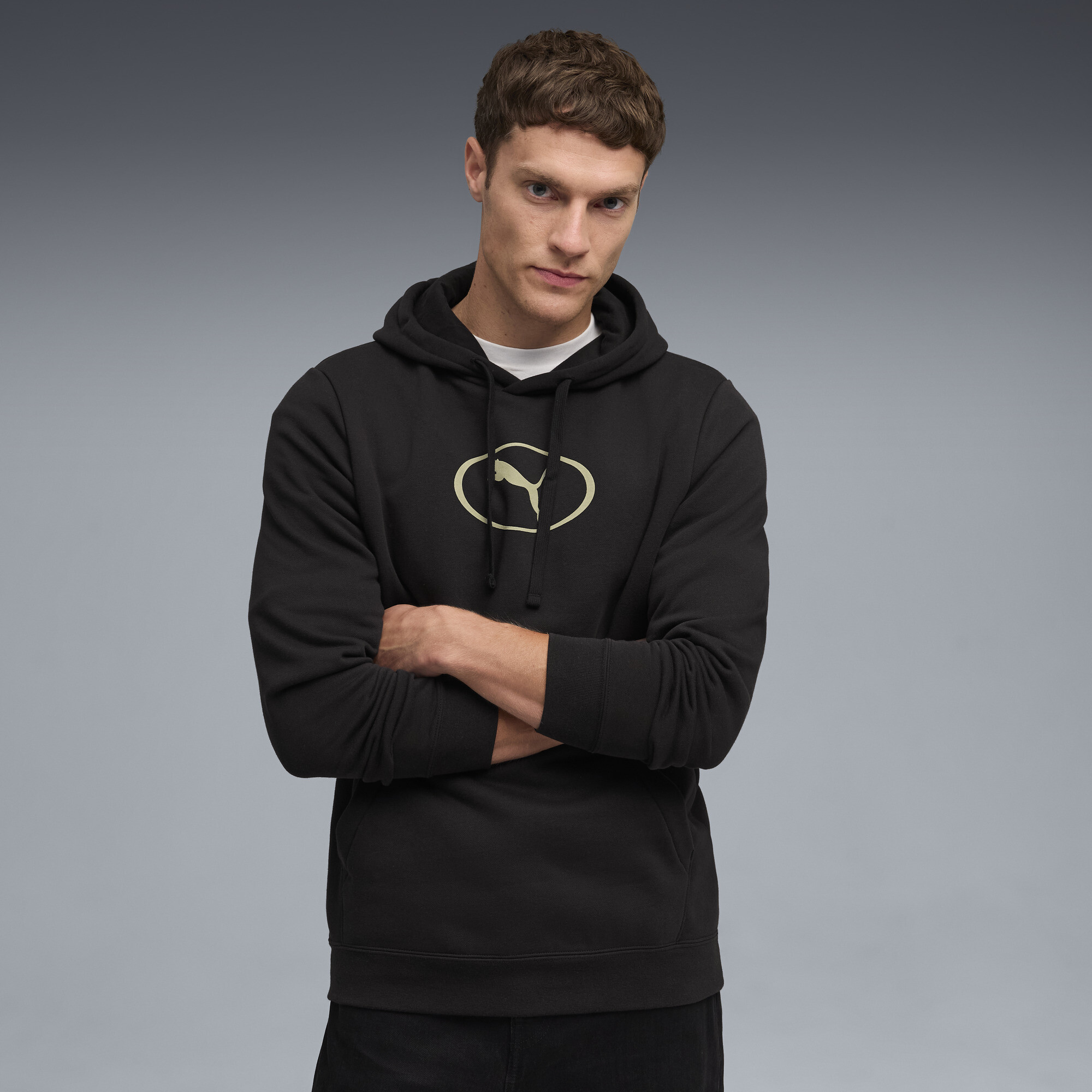 PUMA Sport Heritage Men's Fleece Hoodie in Black, Size S