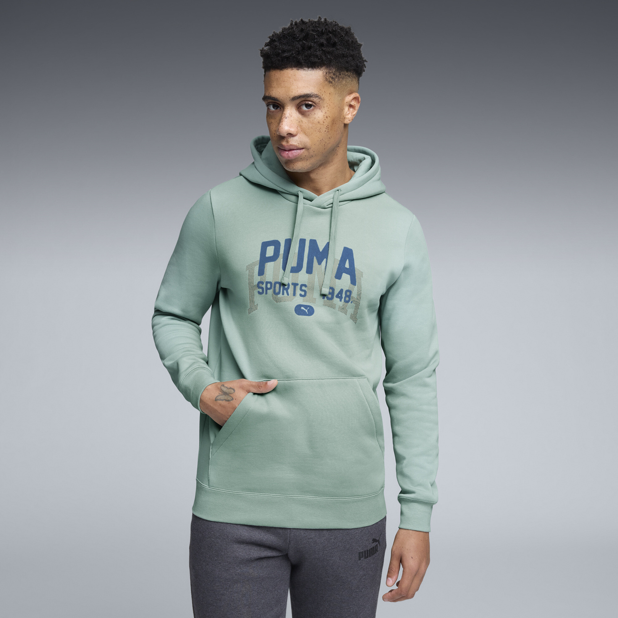 Puma Graphic Varsity Hoodie Men In Green