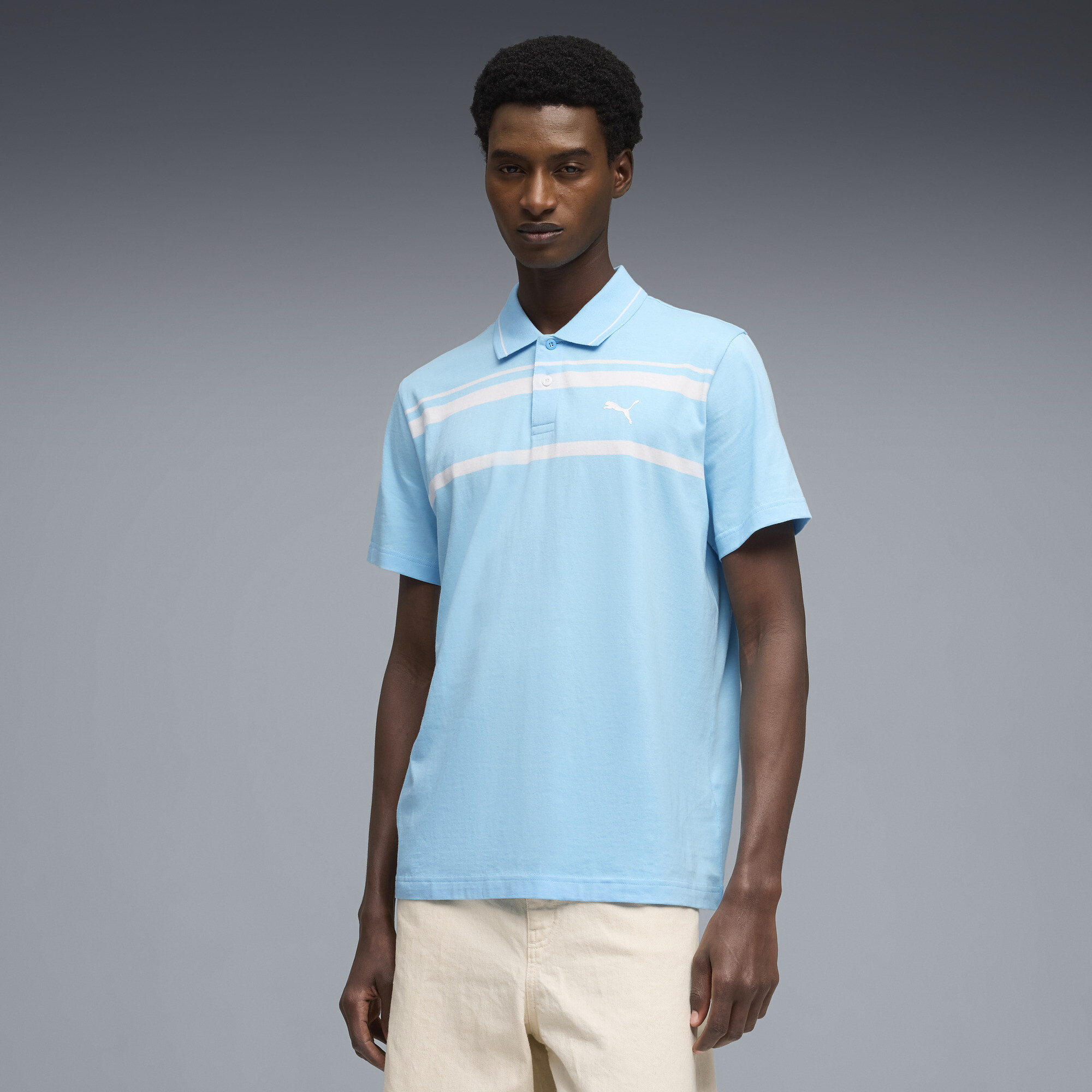 PUMA Elevated Essentials Men's Polo Shirt in Blue, Size M