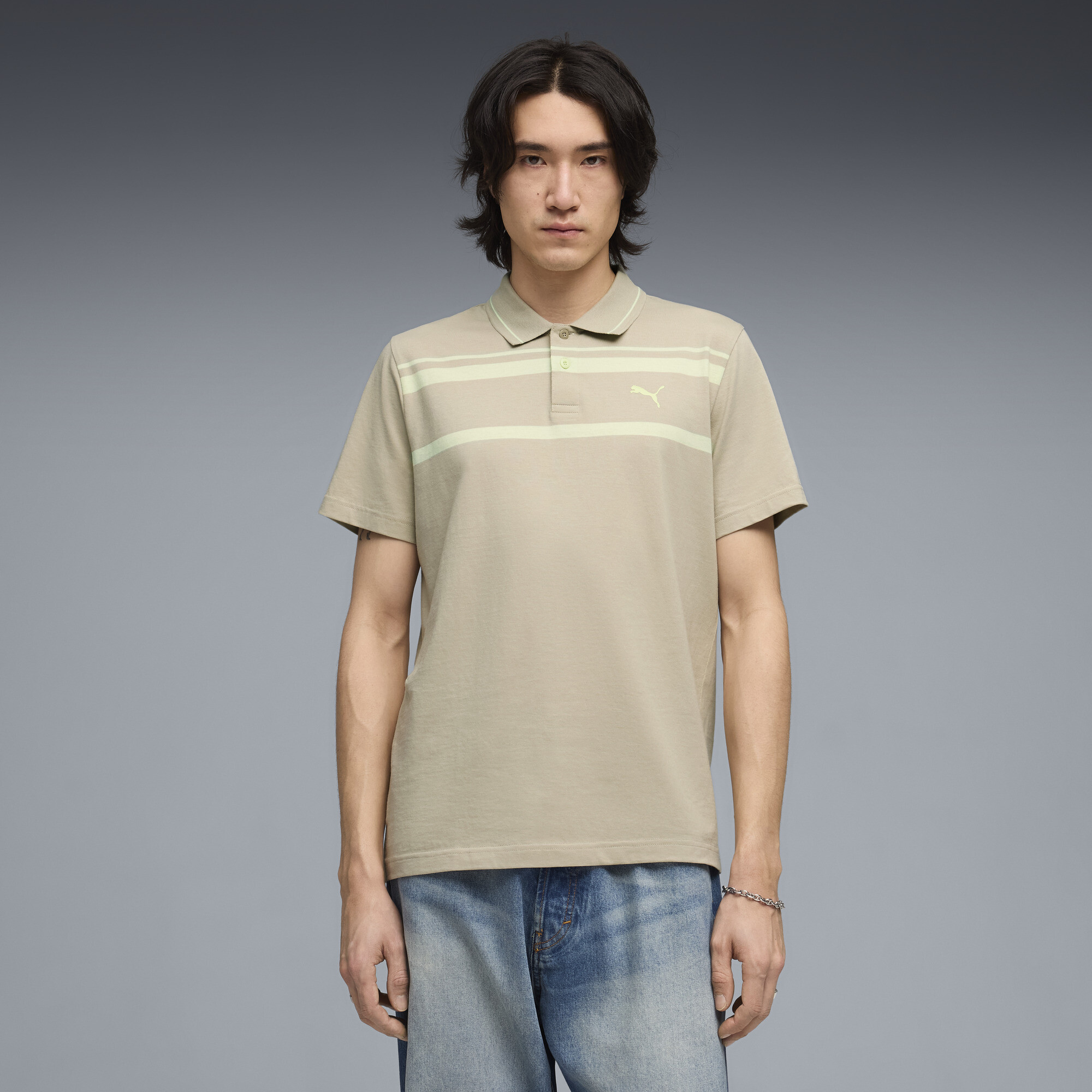PUMA Elevated Essentials Men's Polo Shirt in Beige, Size XL