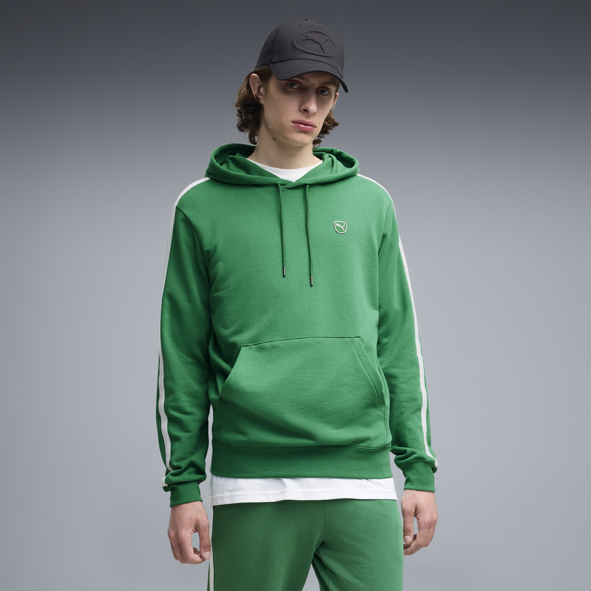 PUMA Elevated Essentials Men's Hoodie in Green, Size XXL