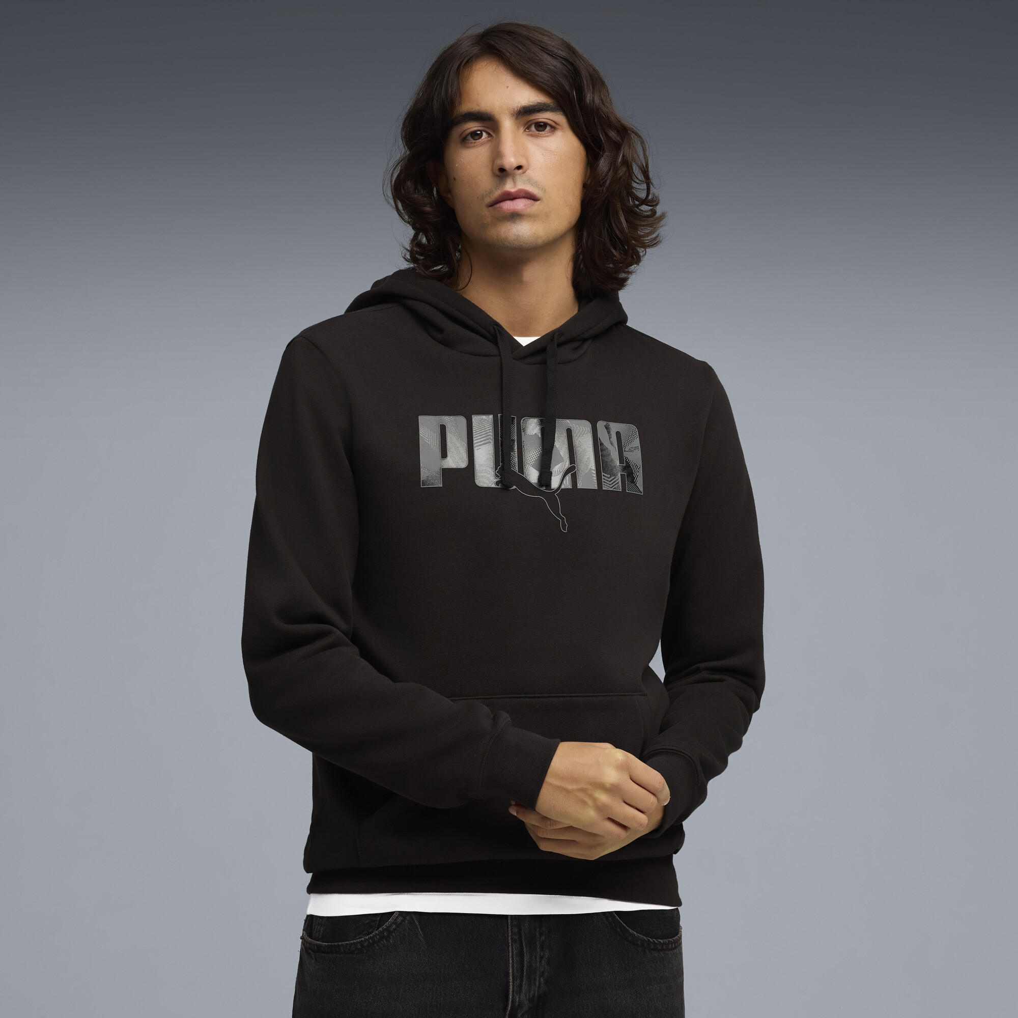 PUMA Essentials Logo Lab Men's Fleece Hoodie in Black, Size XL