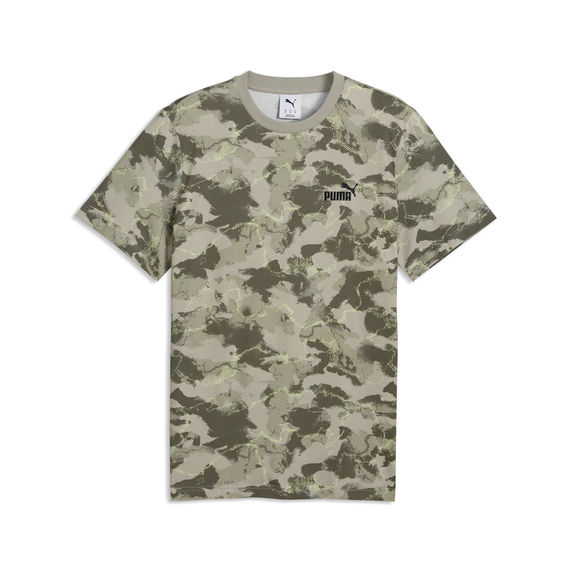 PUMA Camo bedrukt T-shirt voor Heren, Beige/Grijs, Maat M