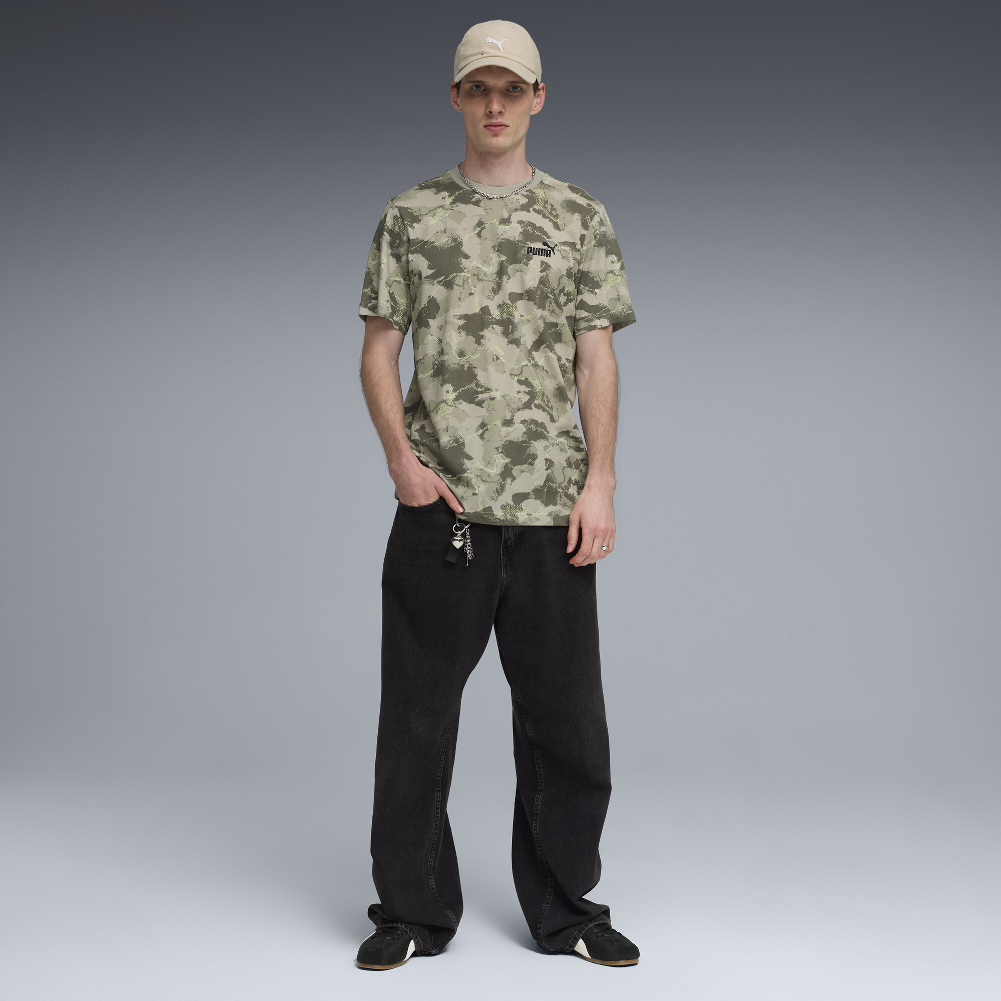 PUMA Camo bedrukt T-shirt voor Heren, Beige/Grijs, Maat M thumbnail 2