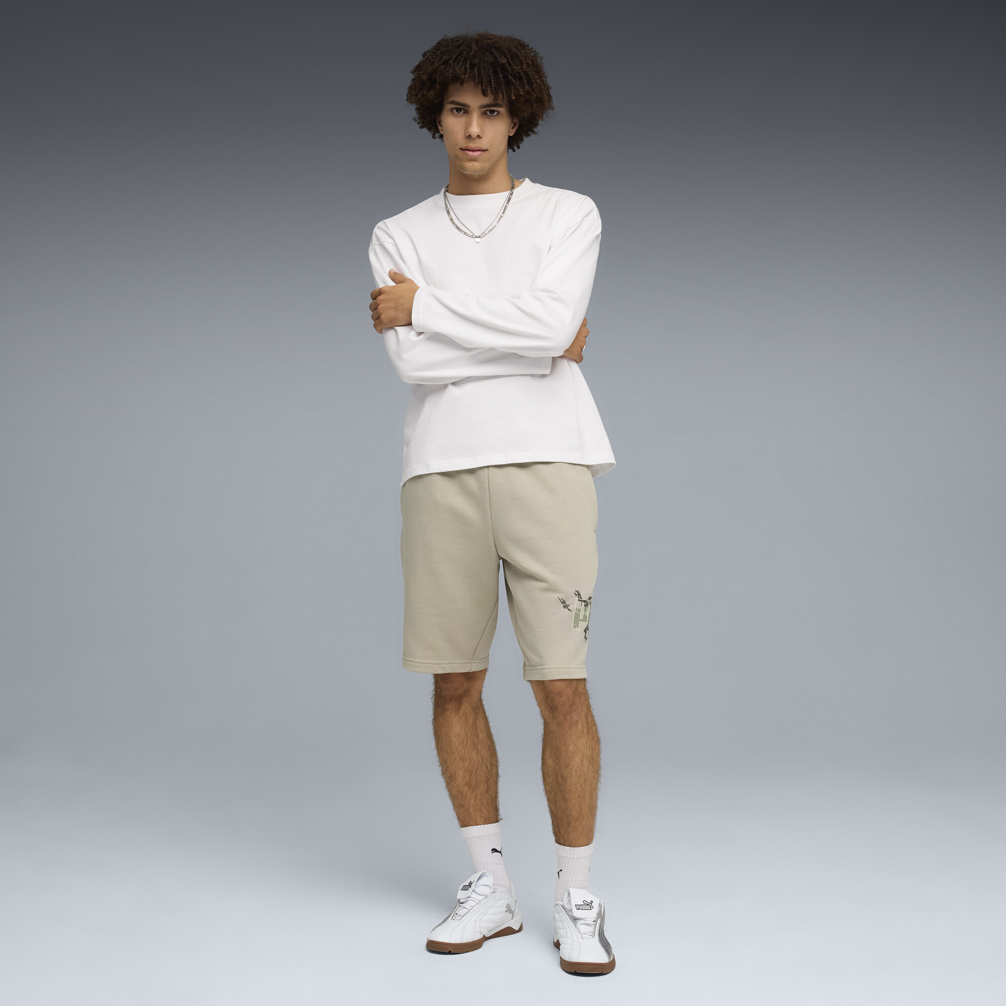 PUMA Camo short voor Heren, Beige/Grijs, Maat L thumbnail 4