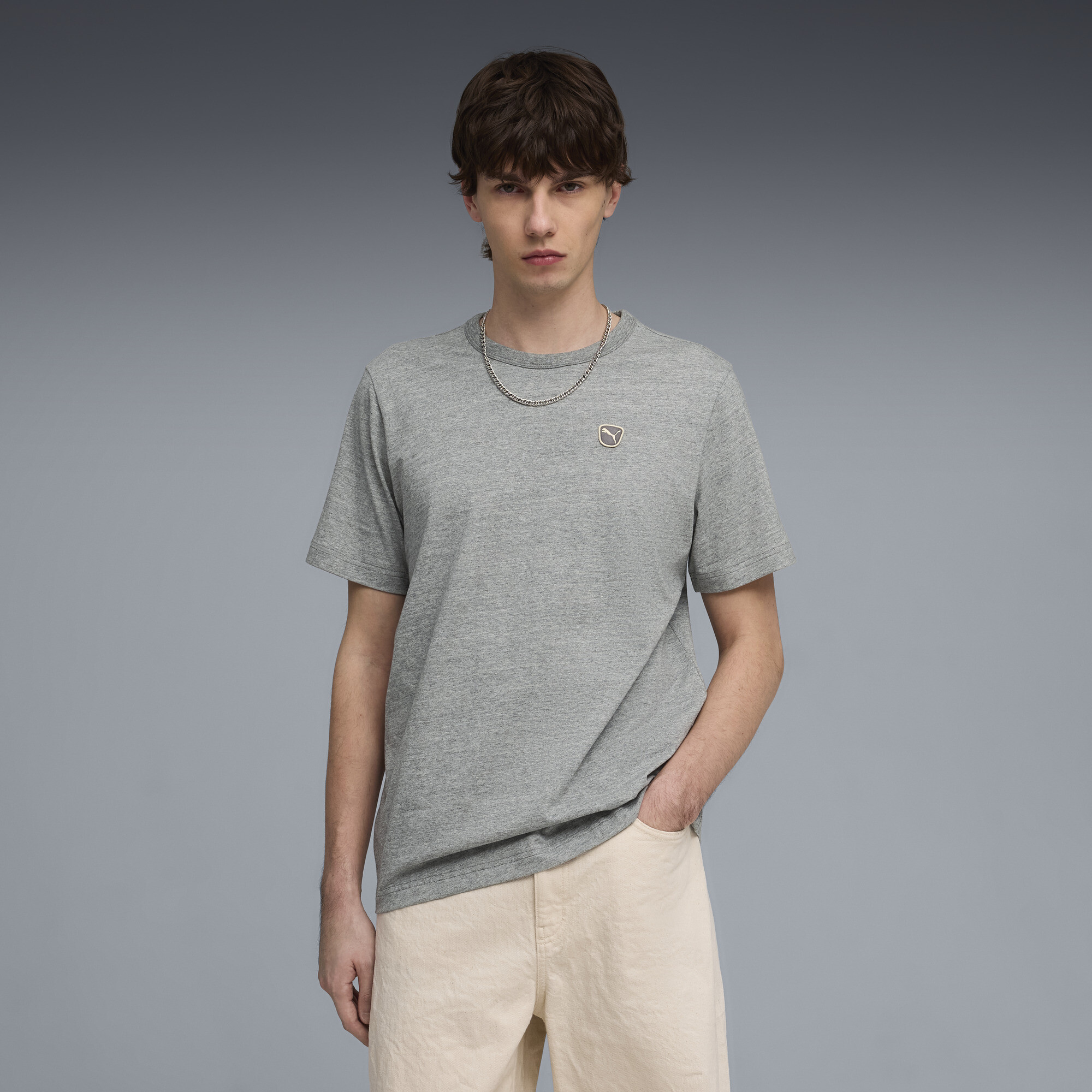 PUMA Elevated Essentials Men's T-Shirt in Grey, Size L