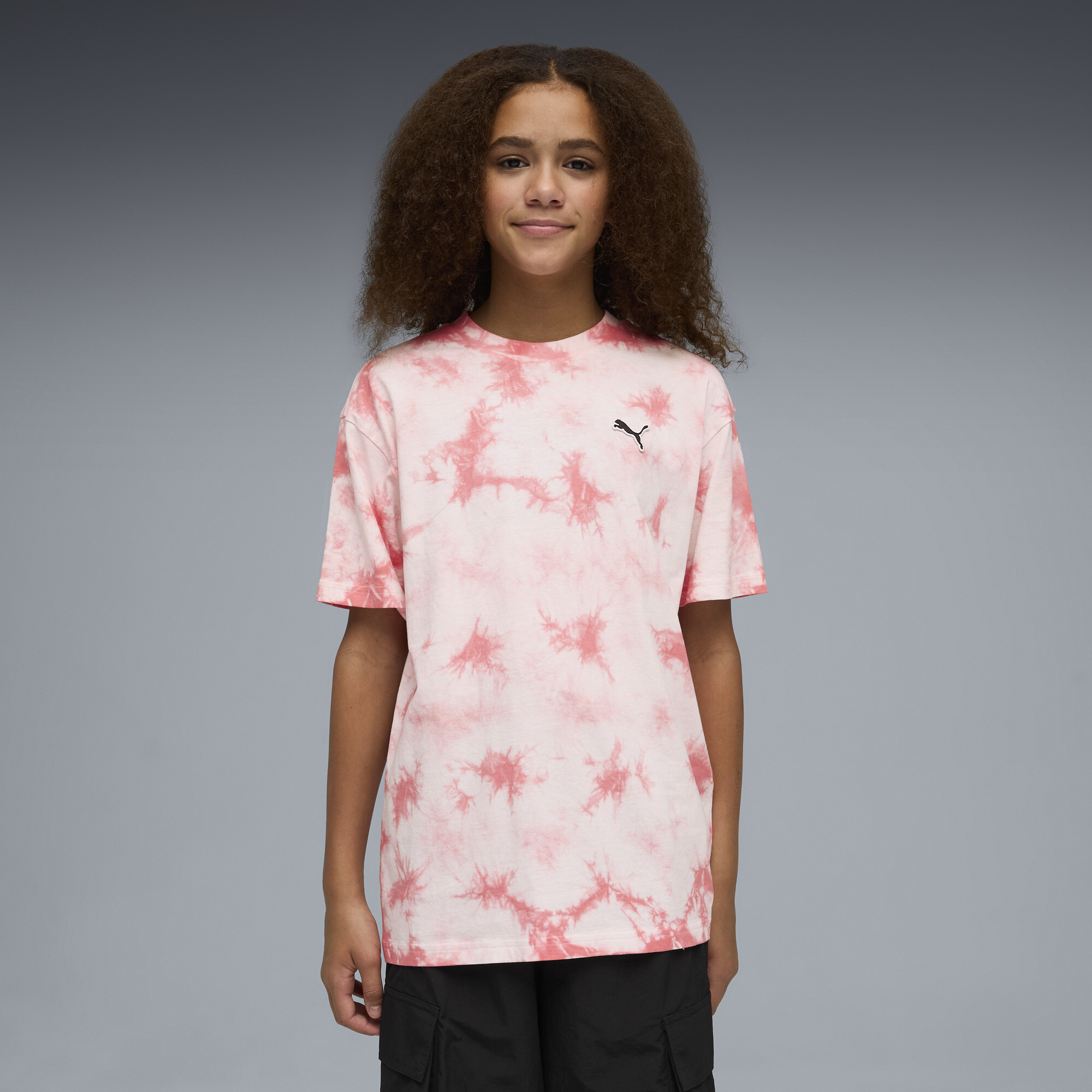 PUMA Essentials relaxed tie-dye T-shirt, Roze, Maat 7-8Y
