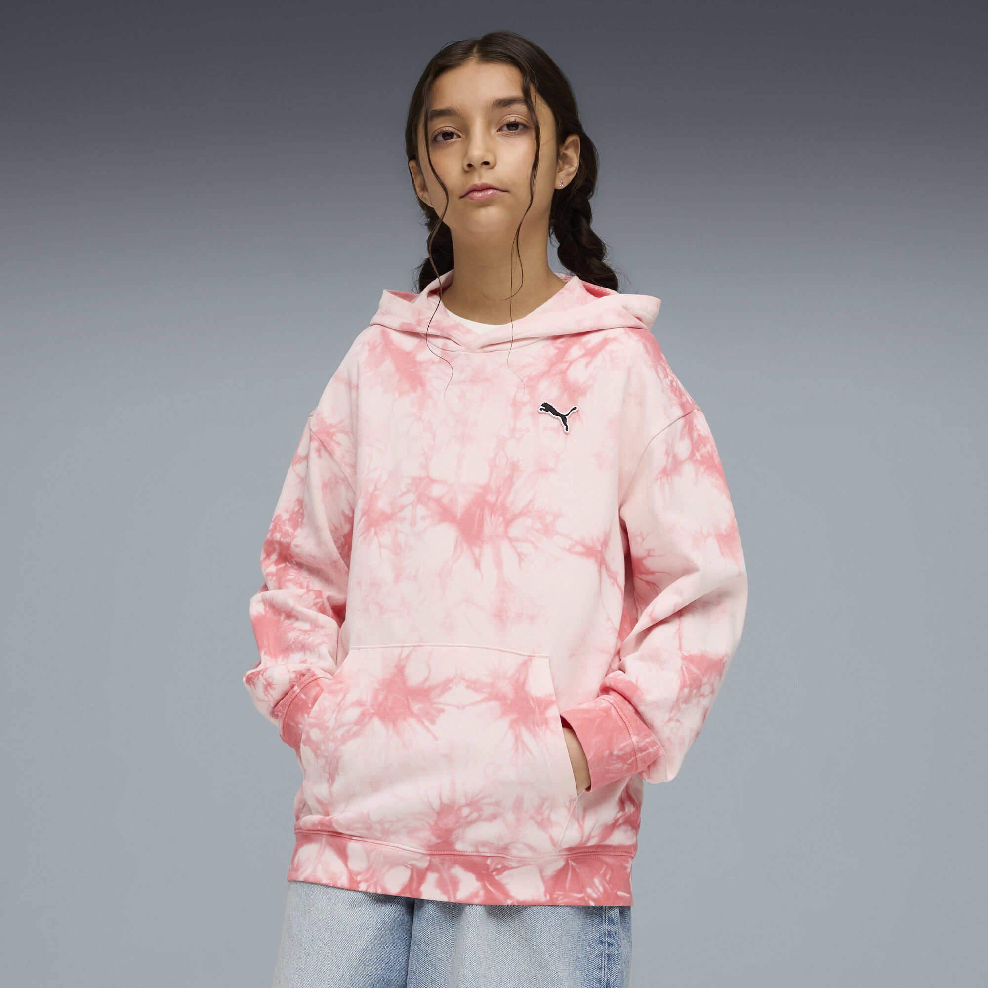 PUMA Essentials relaxte tie-dye hoodie, Roze, Maat 15-16Y thumbnail 4