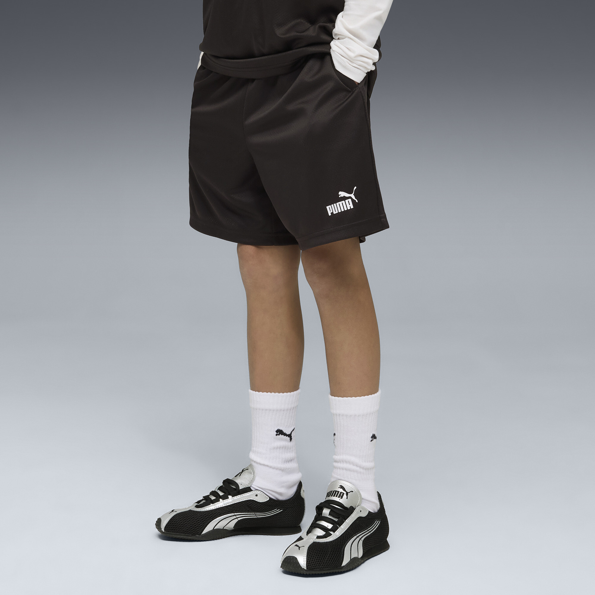 PUMA Essentials relaxed short van mesh, Zwart, Maat 7-8Y thumbnail 5