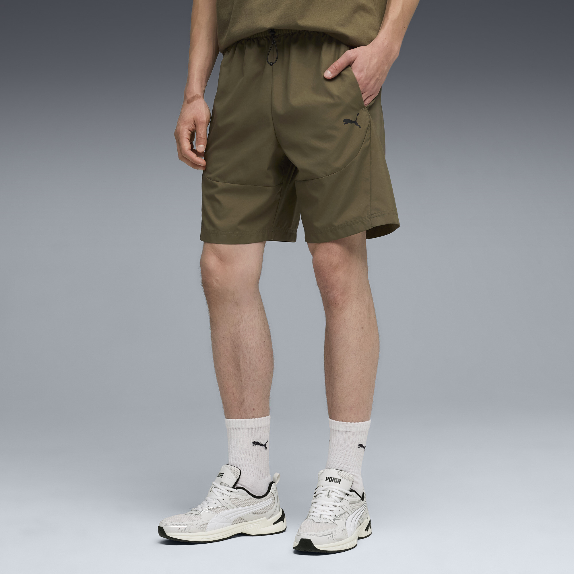 PUMATECH Men's Woven Cargo Shorts in Green, Size S