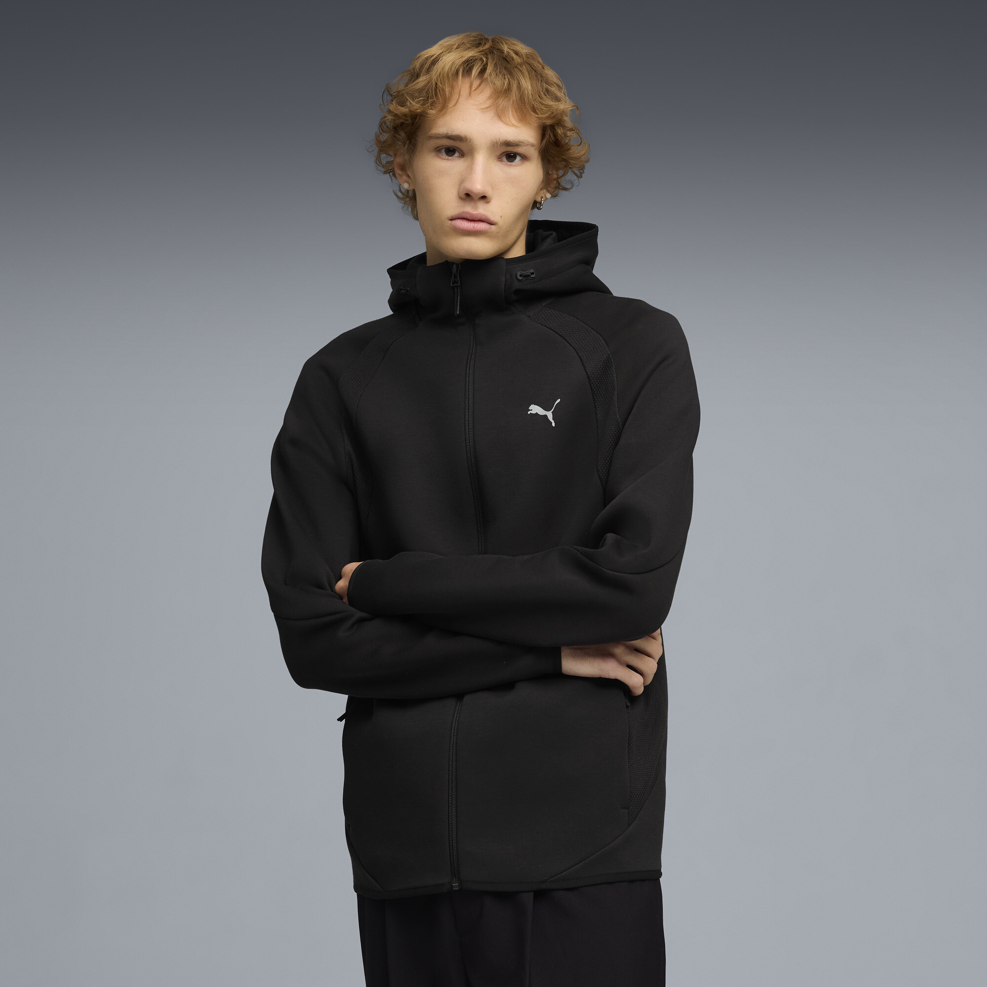 Кофта Evostripe Full-zip Hoodie Men | Цвет: Черный | Puma Black