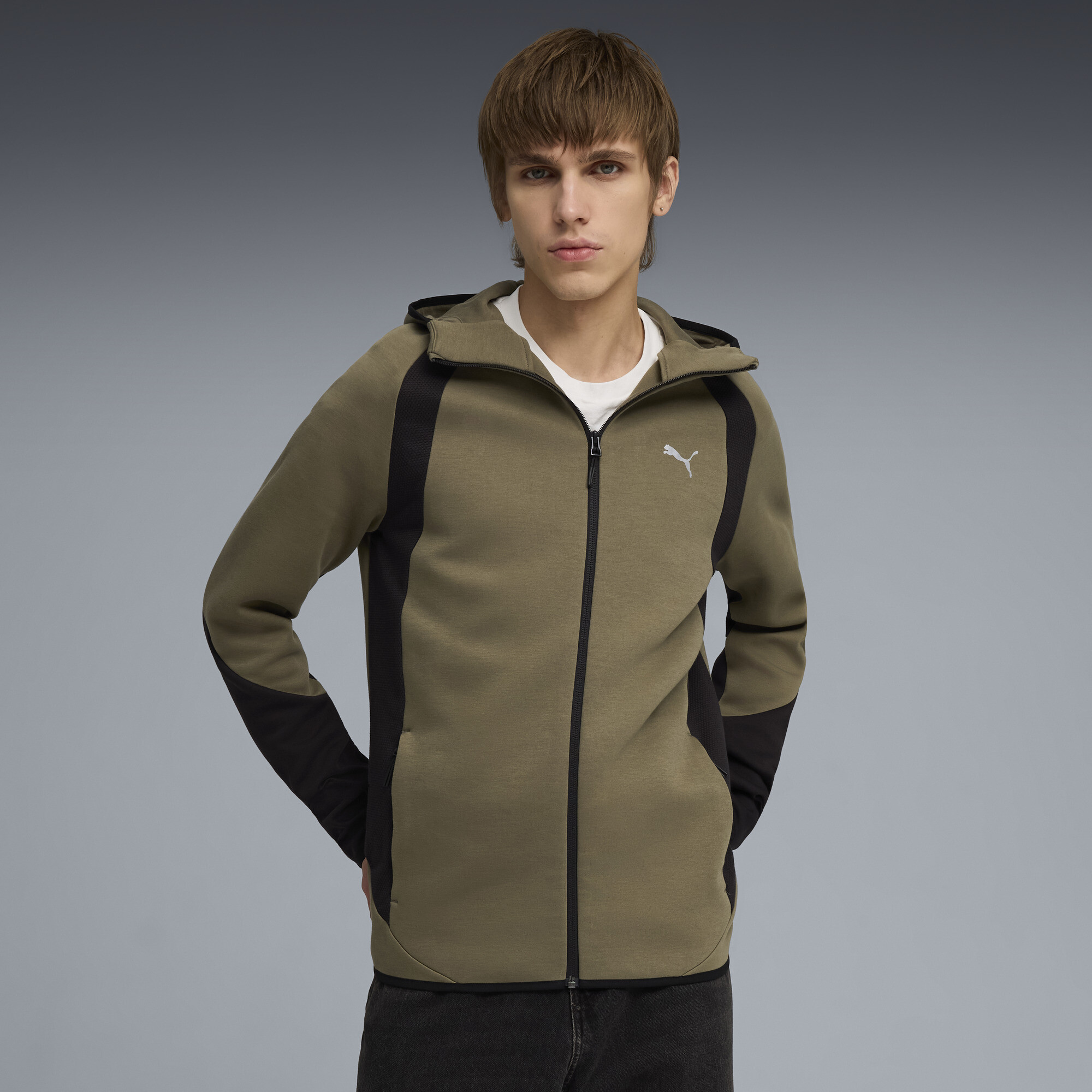 Chandail à capuchon avec fermeture éclair intégrale Evostripe pour homme, Vert, Adulte P | 692190_81