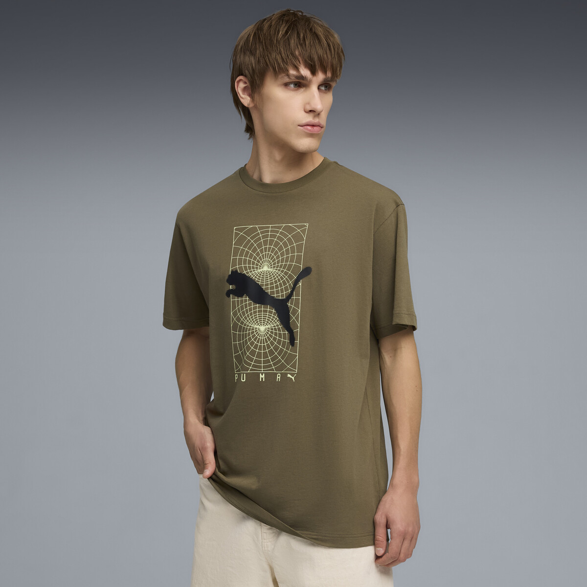 PUMATECH Relaxed Graphic T-Shirt Men in Loden Green, XS
