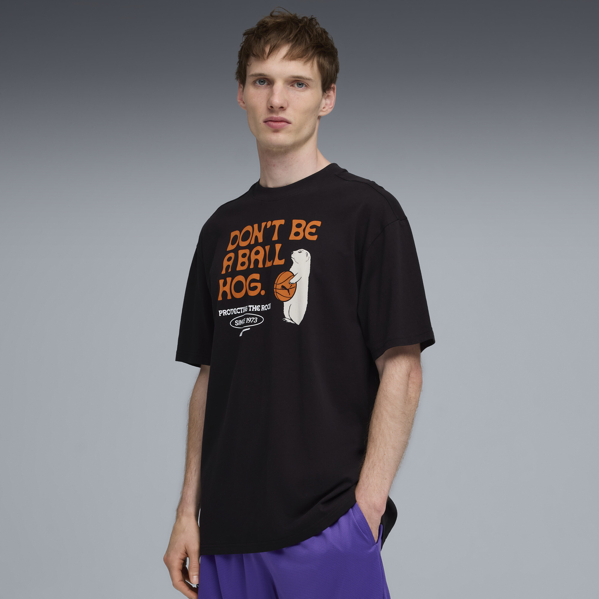 PUMA Junior Varsity II relaxed basketbal-T-shirt voor Heren, Zwart, Maat S