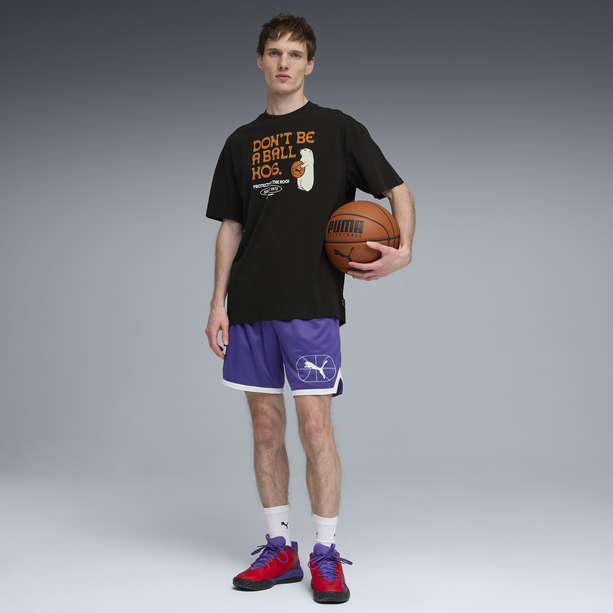 PUMA Junior Varsity II relaxed basketbal-T-shirt voor Heren, Zwart, Maat S thumbnail 4
