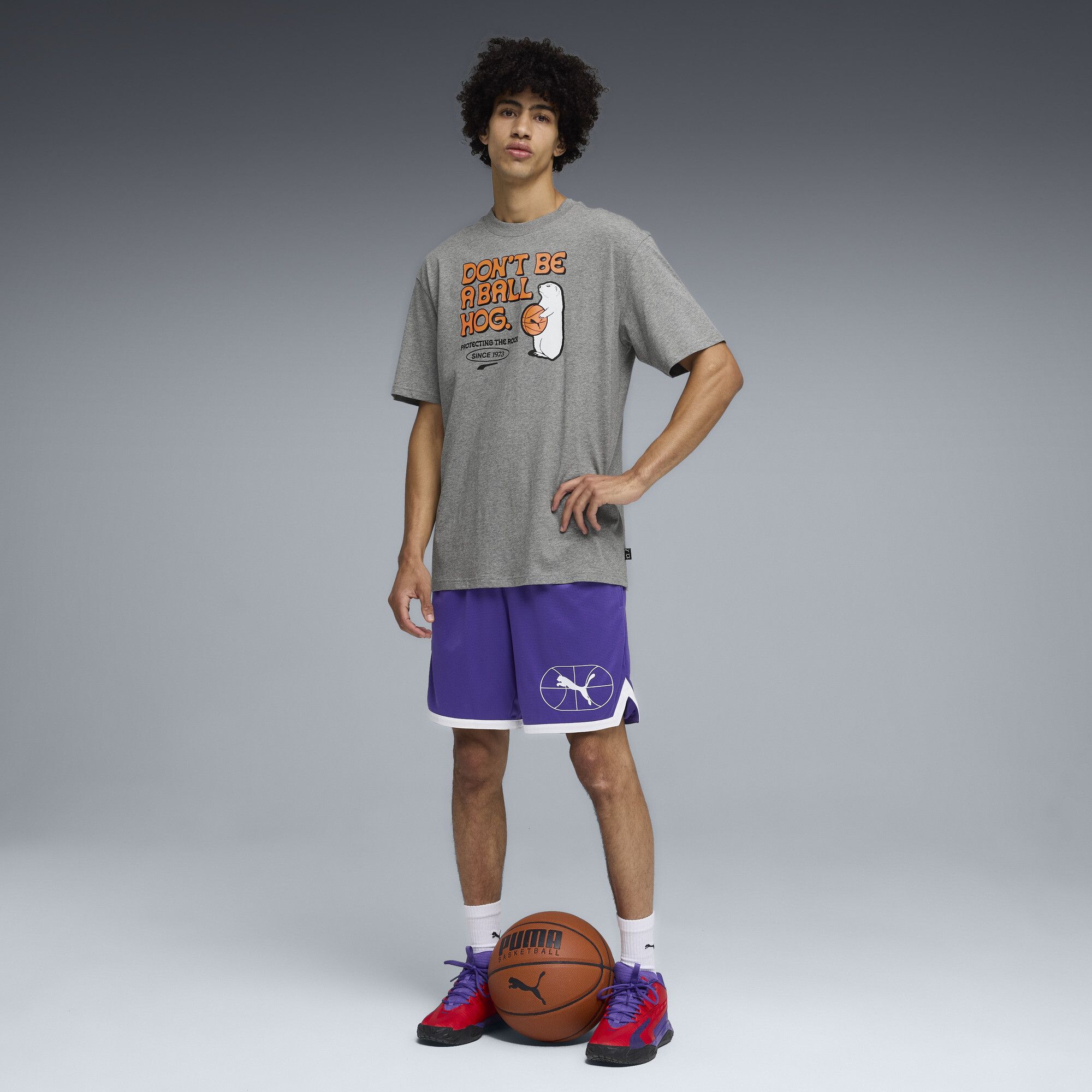 PUMA Junior Varsity II relaxed basketbal-T-shirt voor Heren, Grijs, Maat S thumbnail 4