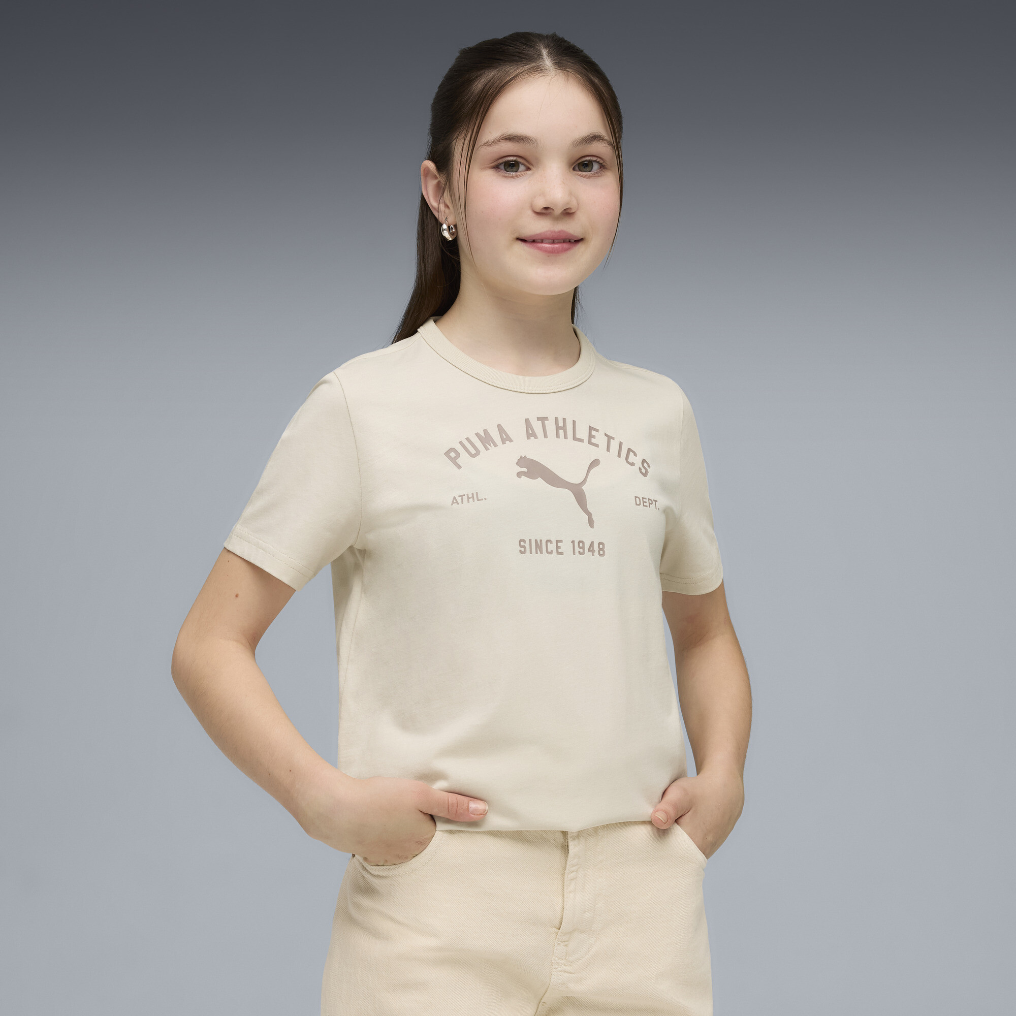 PUMA Class T-shirt met print voor Dames, Maat 7-8Y