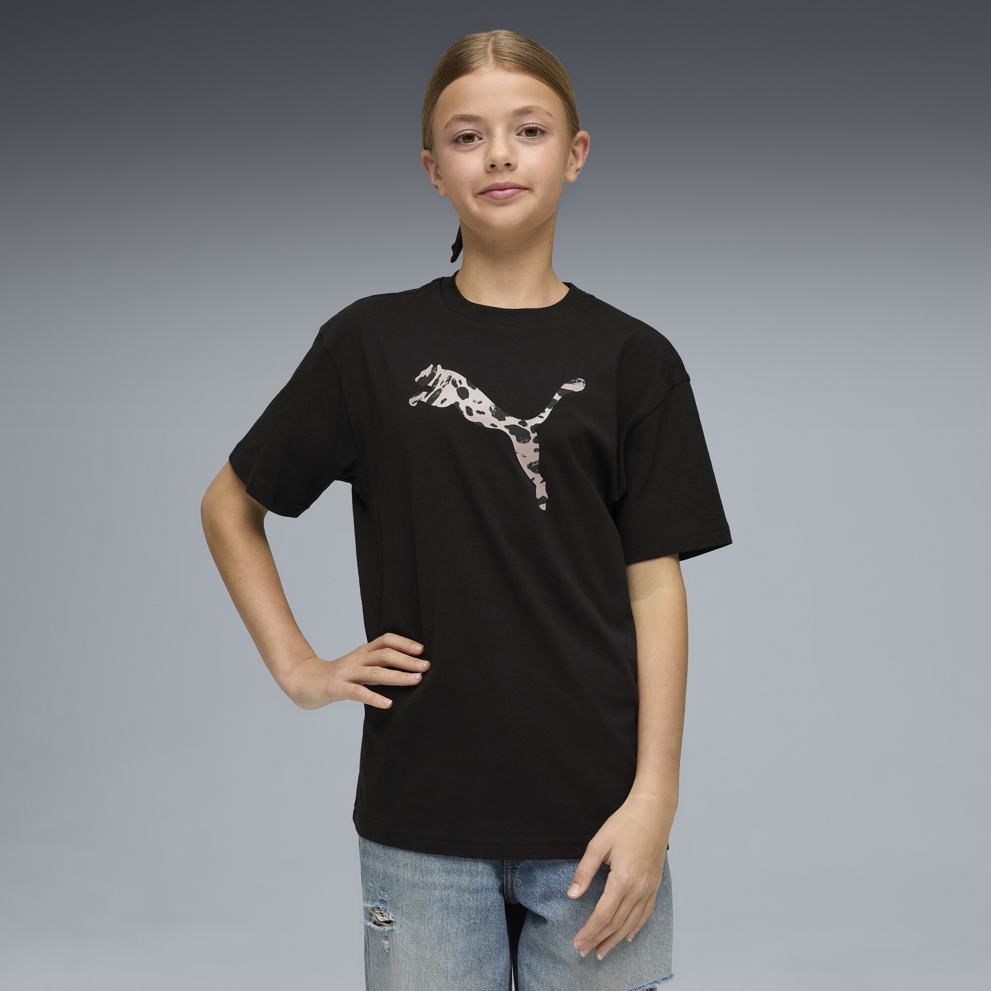 PUMA Essentials Graphics Animal T-shirt voor Dames, Zwart, Maat 7-8Y thumbnail 4