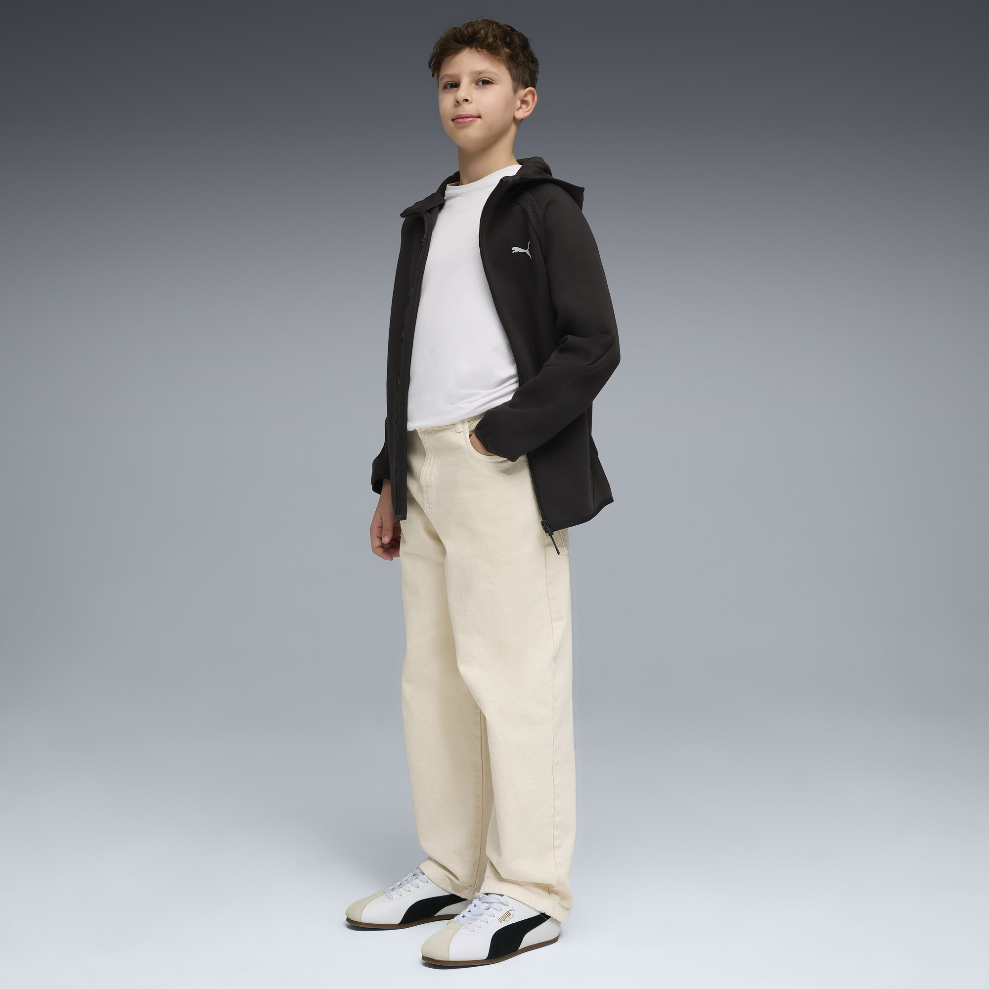 PUMA Evostripe hoodie met rits voor Heren, Zwart, Maat 9-10Y thumbnail 2