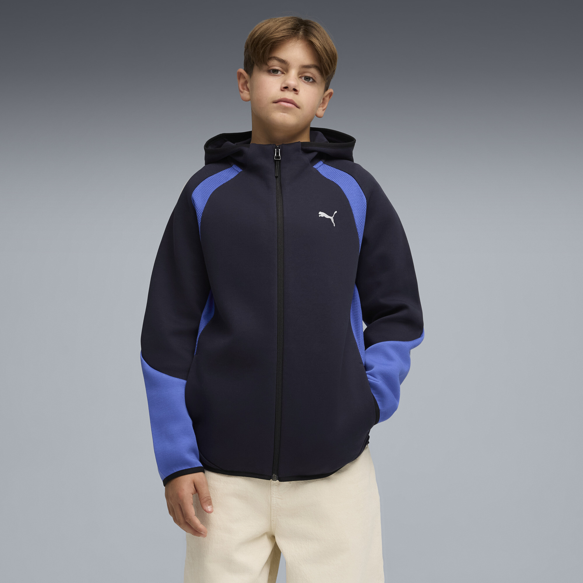 PUMA Evostripe hoodie met rits voor Heren, Blauw, Maat 11-12Y thumbnail 4