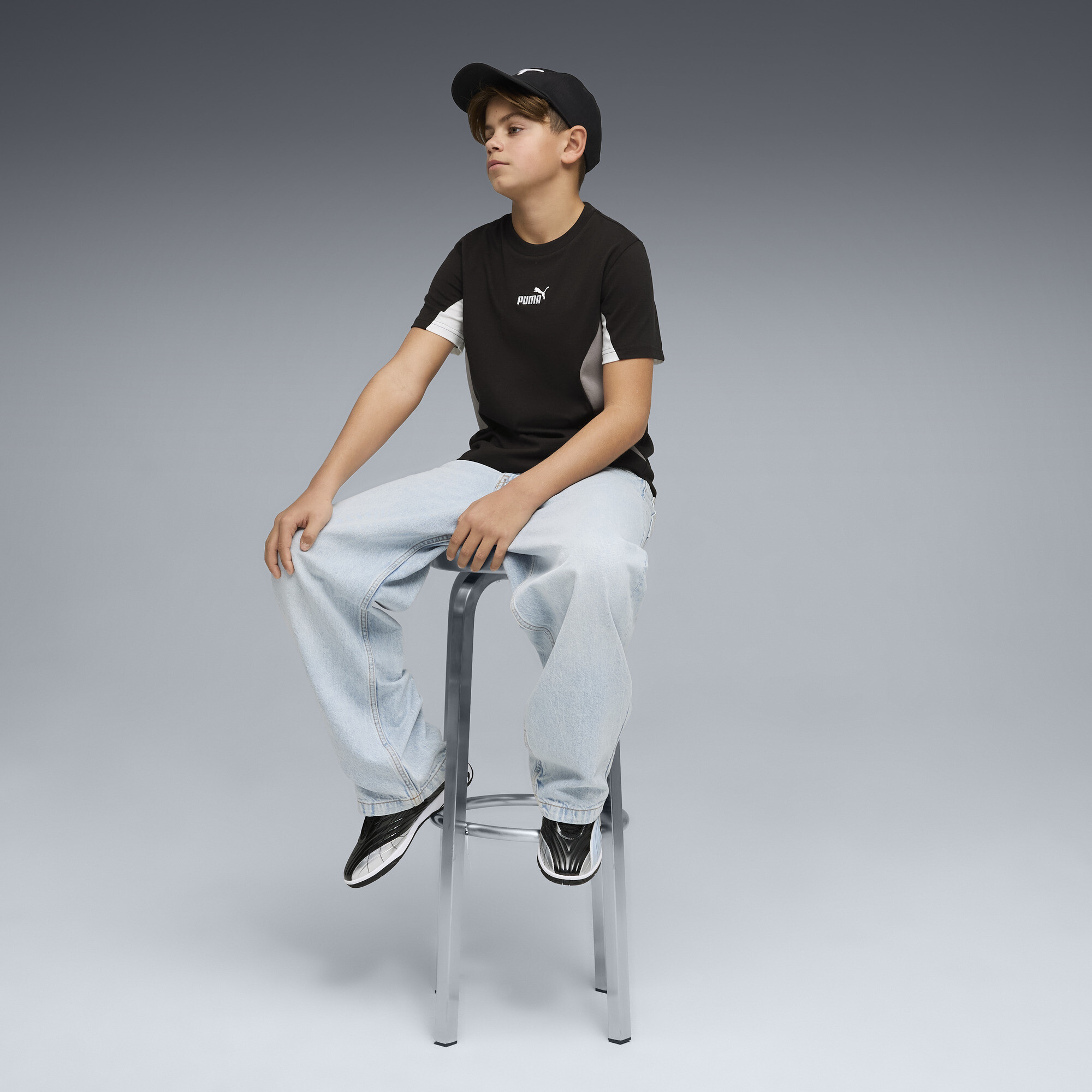 PUMA Essentials Block T-shirt voor Heren, Zwart, Maat 7-8Y thumbnail 4