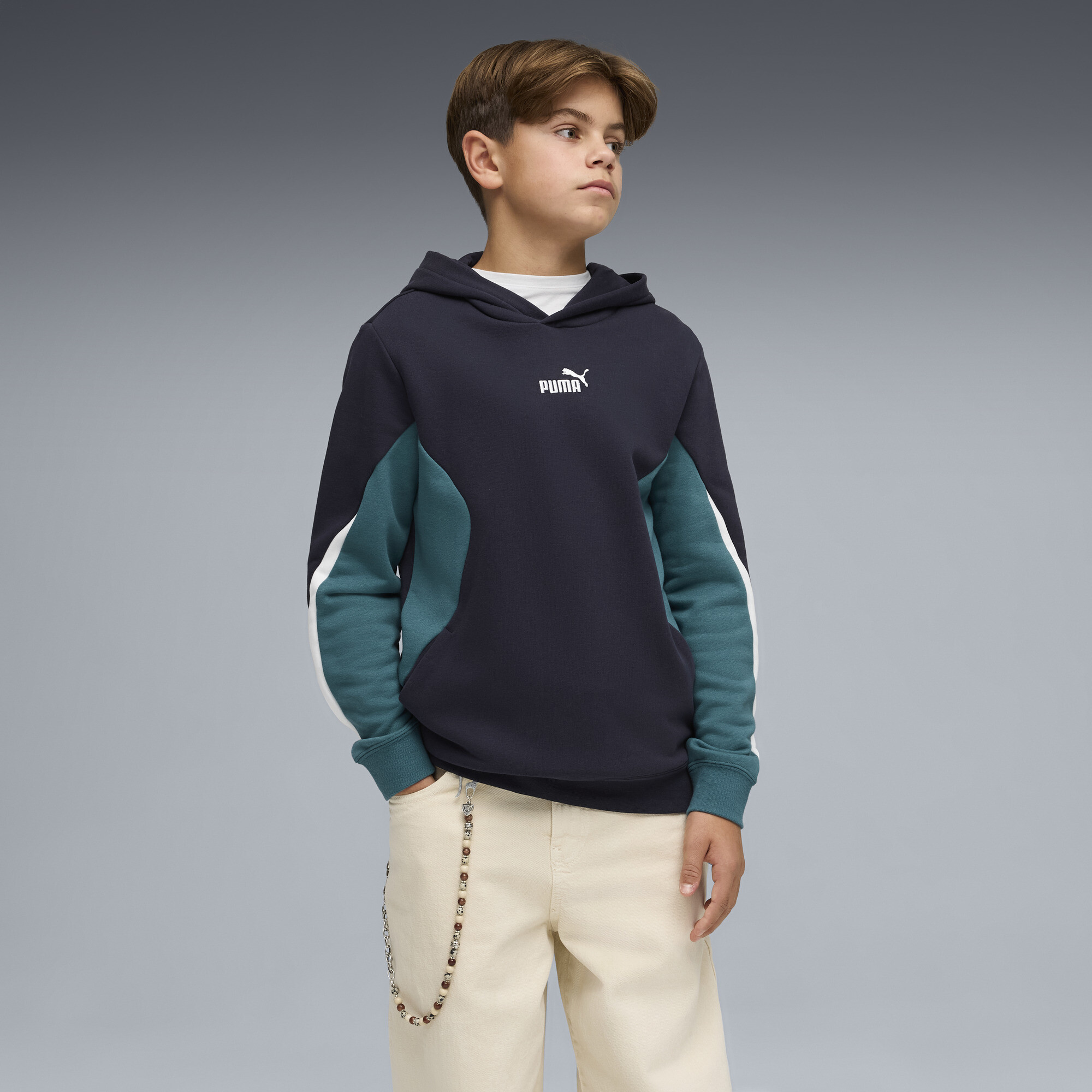 PUMA Essentials Block hoodie voor Heren, Blauw, Maat 15-16Y thumbnail 4