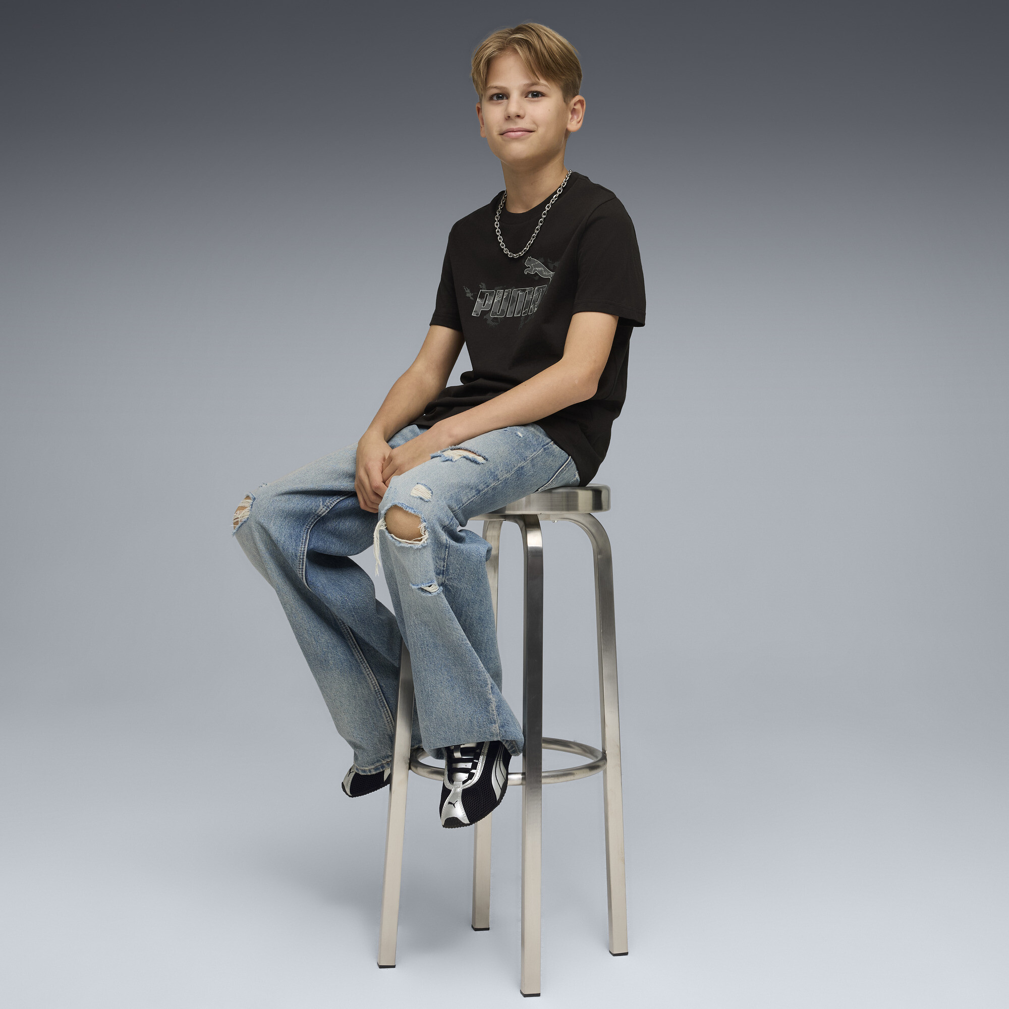 PUMA Essentials camouflage T-shirt voor Heren, Zwart, Maat 11-12Y thumbnail 4