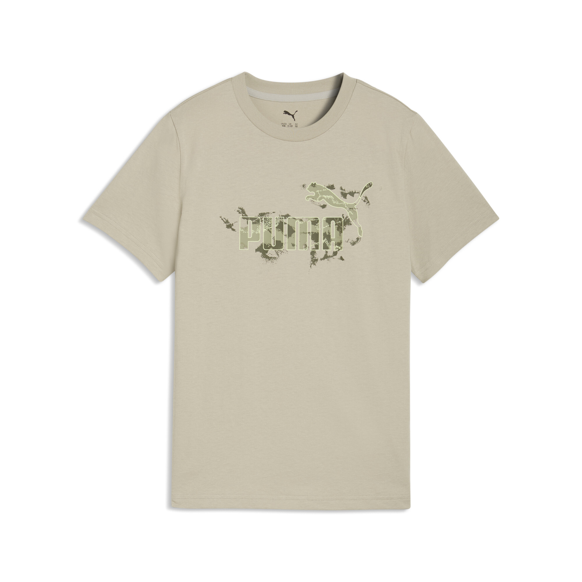 PUMA Essentials camouflage T-shirt voor Heren, Beige/Grijs, Maat 9-10Y thumbnail 3