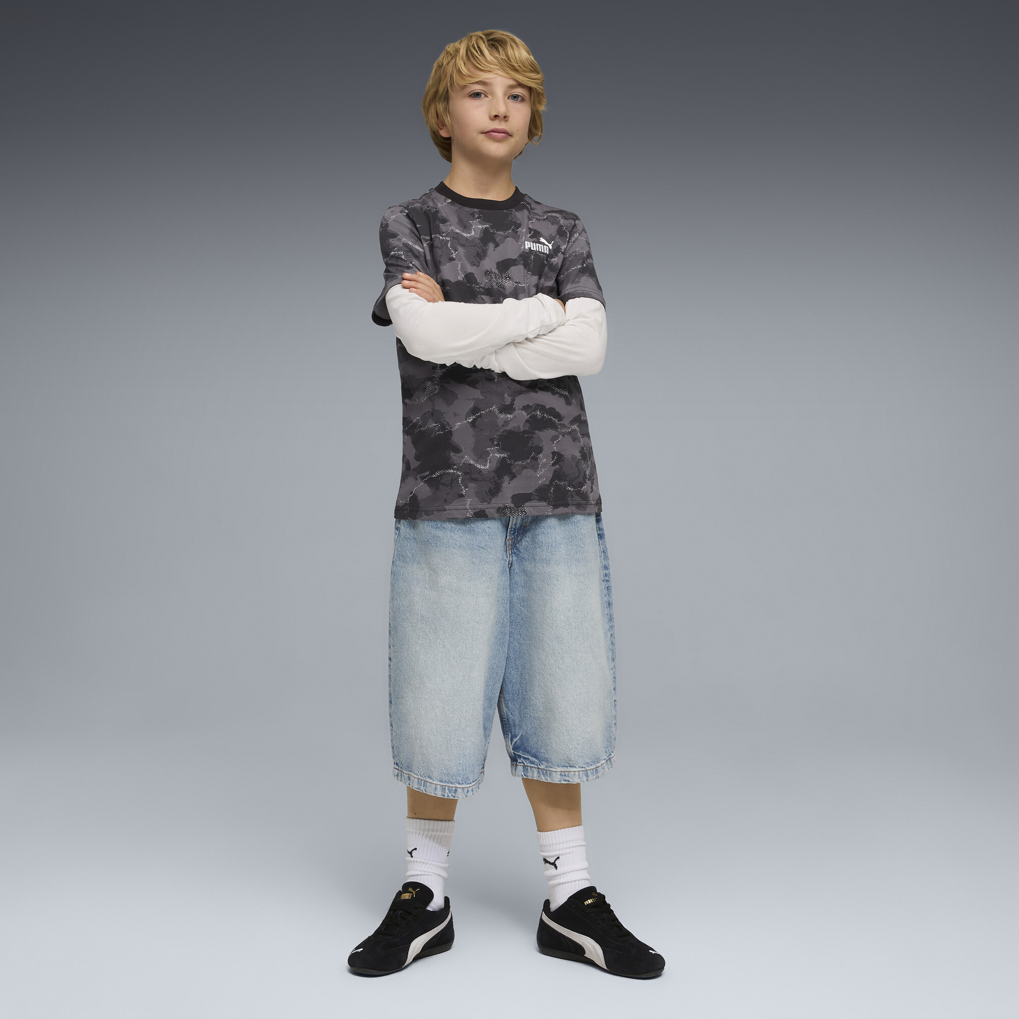 PUMA Essentials Camo bedrukt T-shirt voor Heren, Zwart, Maat 7-8Y thumbnail 2