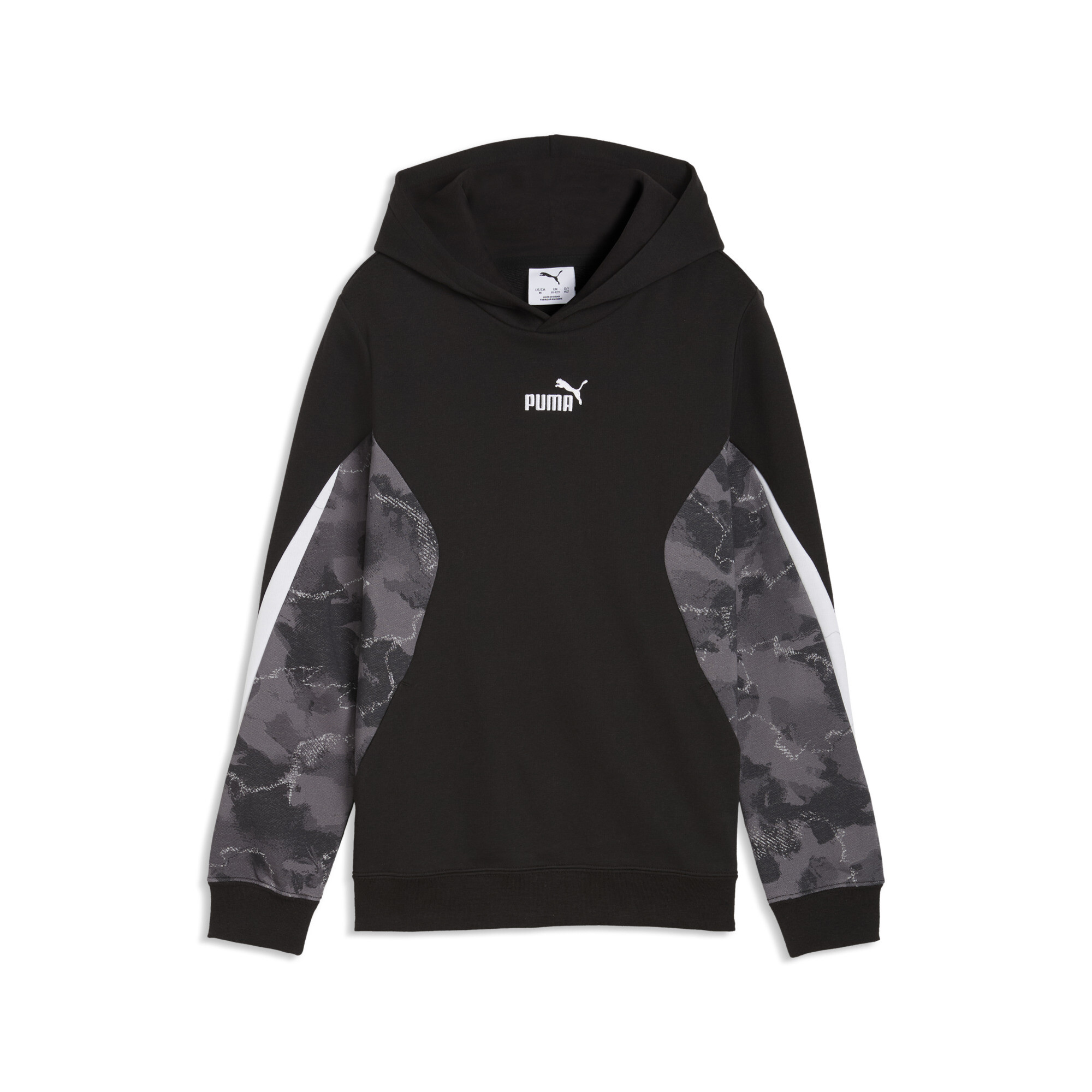 PUMA Essentials camouflagehoodie voor Heren, Zwart, Maat 7-8Y