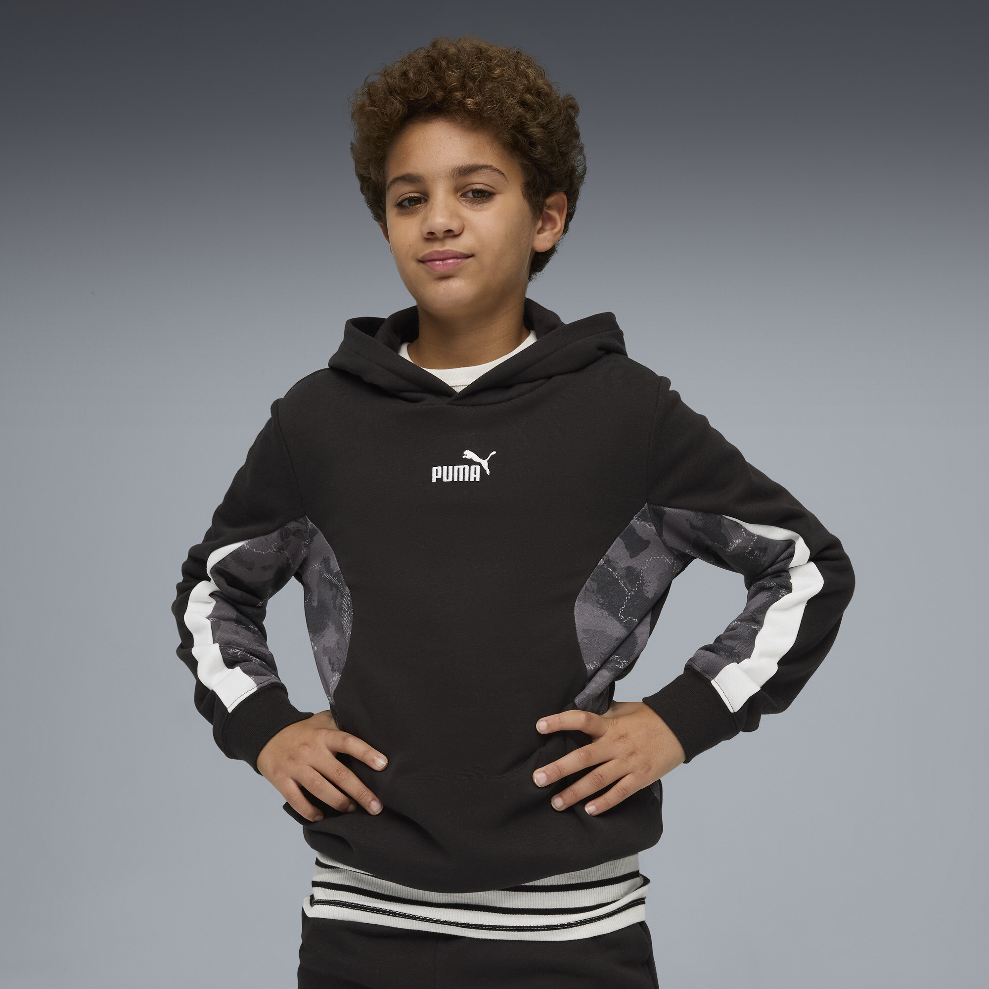 PUMA Essentials camouflagehoodie voor Heren, Zwart, Maat 7-8Y thumbnail 4