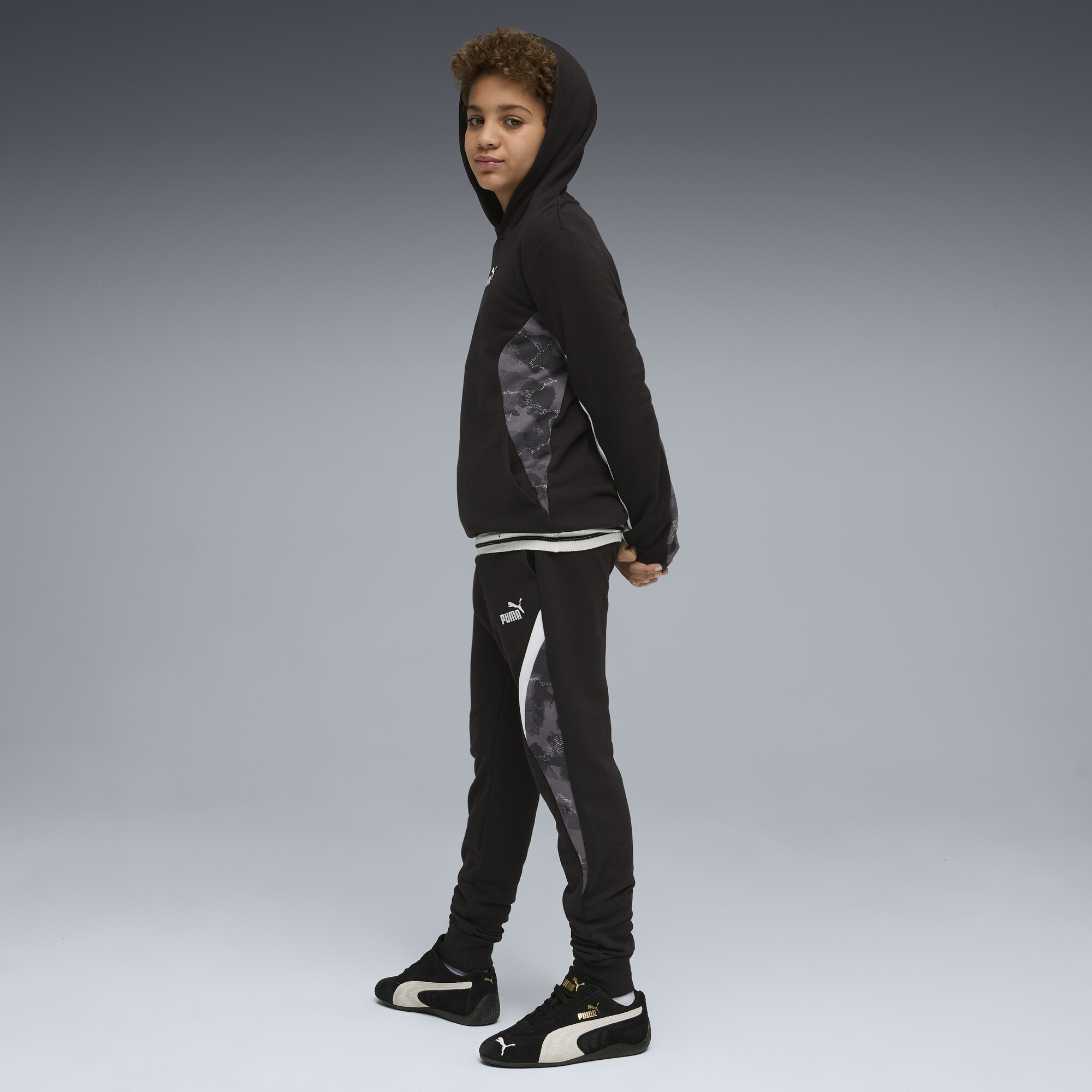 PUMA Essentials camouflagehoodie voor Heren, Zwart, Maat 7-8Y thumbnail 2