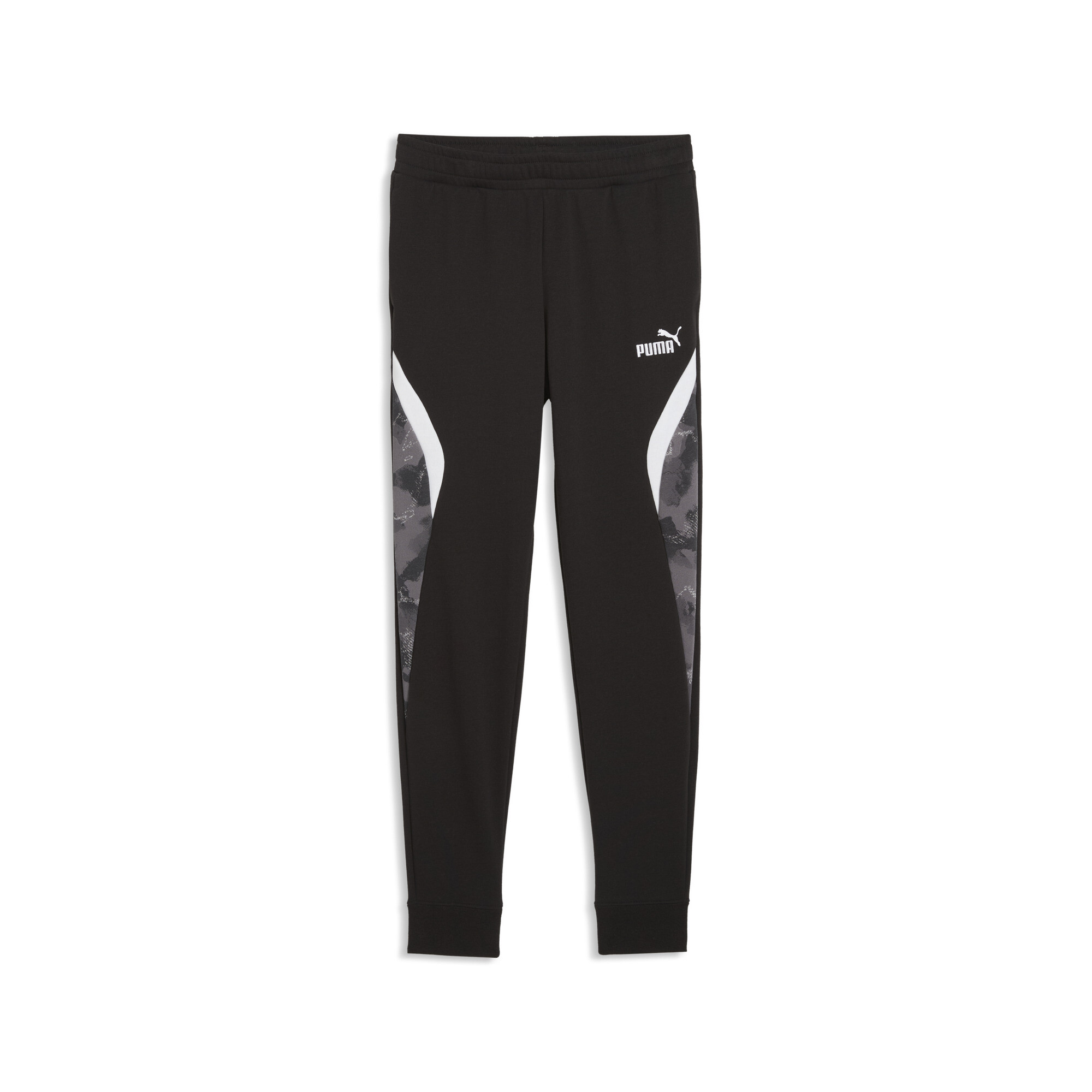 PUMA Essentials camouflagesweatpants voor Heren, Zwart, Maat 11-12Y