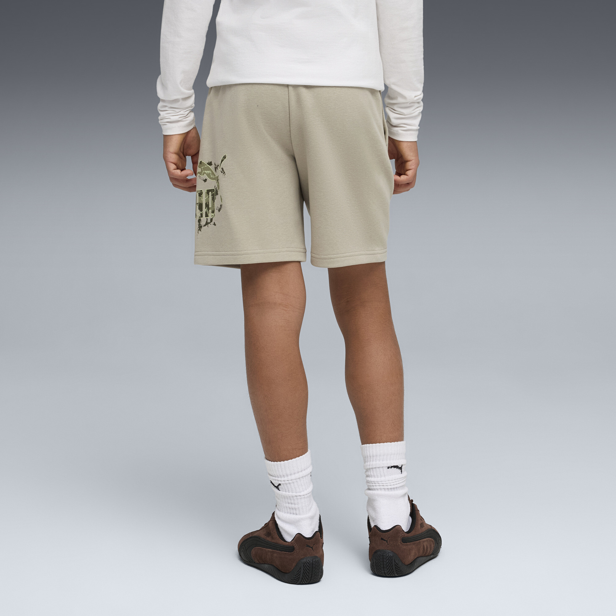 PUMA Essentials Camo short voor Heren, Beige/Grijs, Maat 11-12Y thumbnail 5