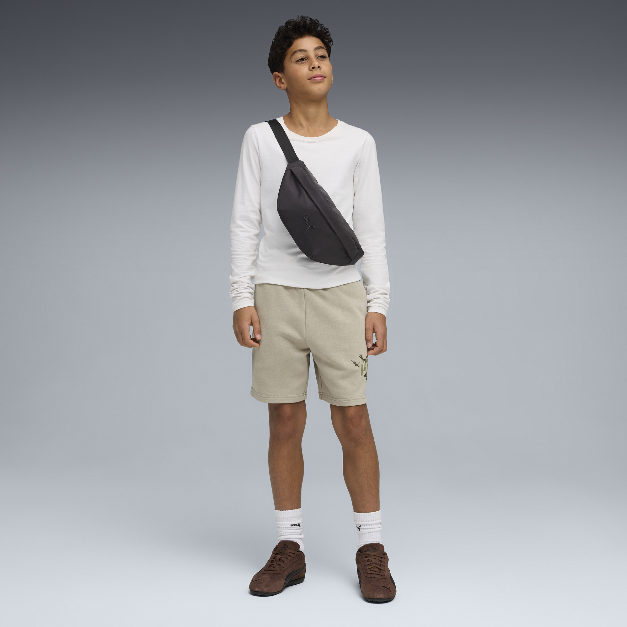 PUMA Essentials Camo short voor Heren, Beige/Grijs, Maat 11-12Y thumbnail 4