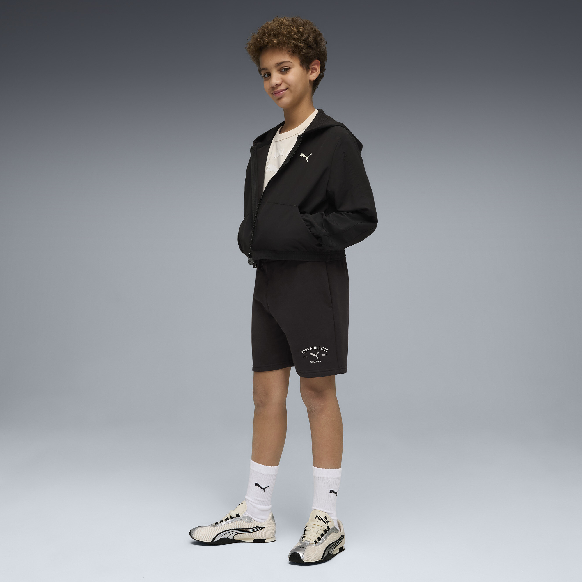 PUMA Class short met opdruk voor Heren, Zwart, Maat 7-8Y thumbnail 2
