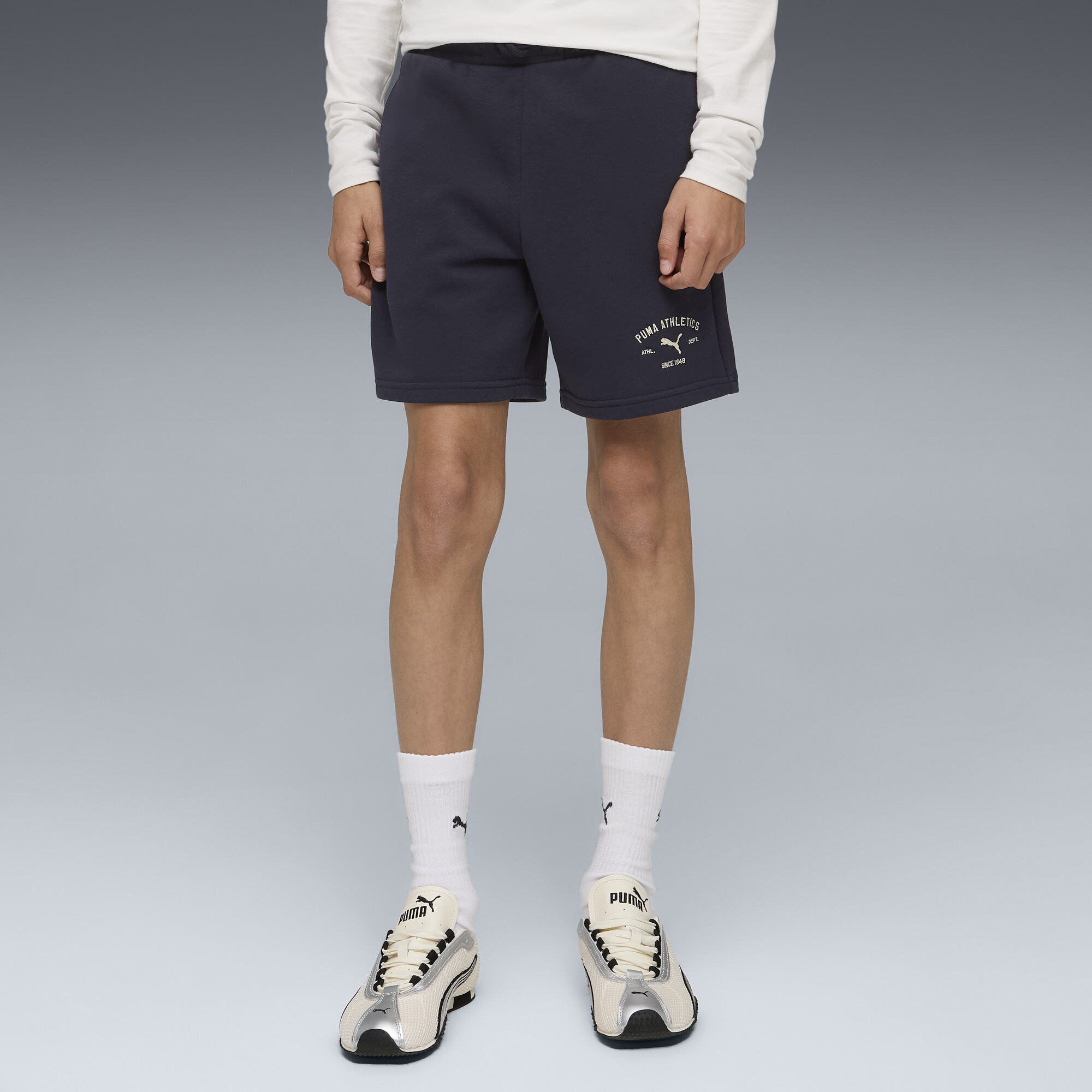 PUMA Class short met opdruk voor Heren, Blauw, Maat 7-8Y thumbnail 4