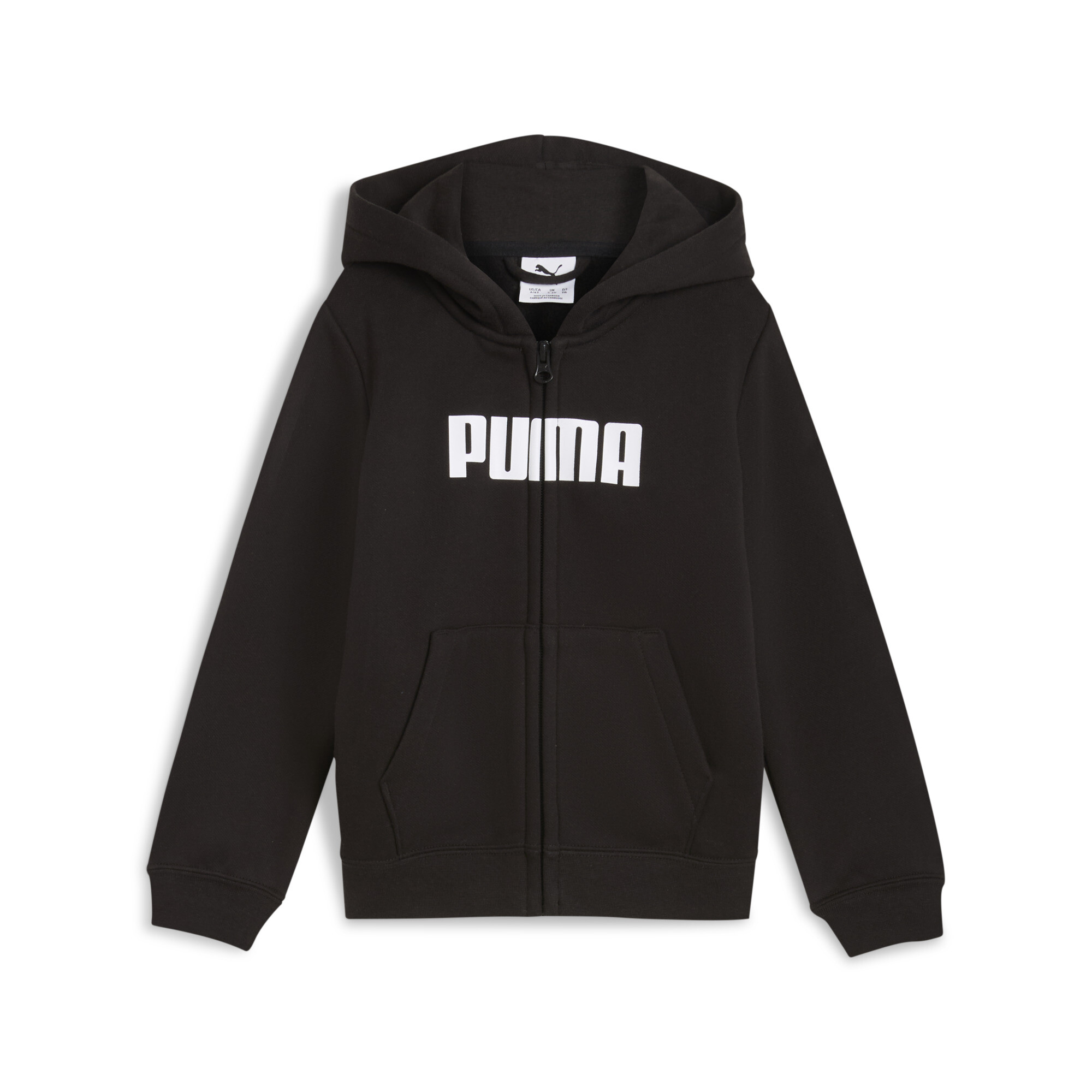 PUMA Essentials fleece hoodie met volledige rits voor Heren, Zwart, Maat 5-6Y