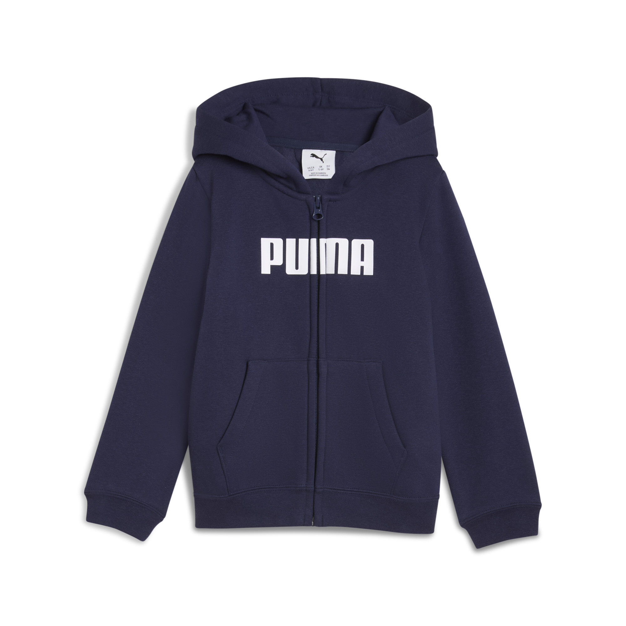 PUMA Essentials fleece hoodie met volledige rits voor Heren, Blauw, Maat 6-7Y