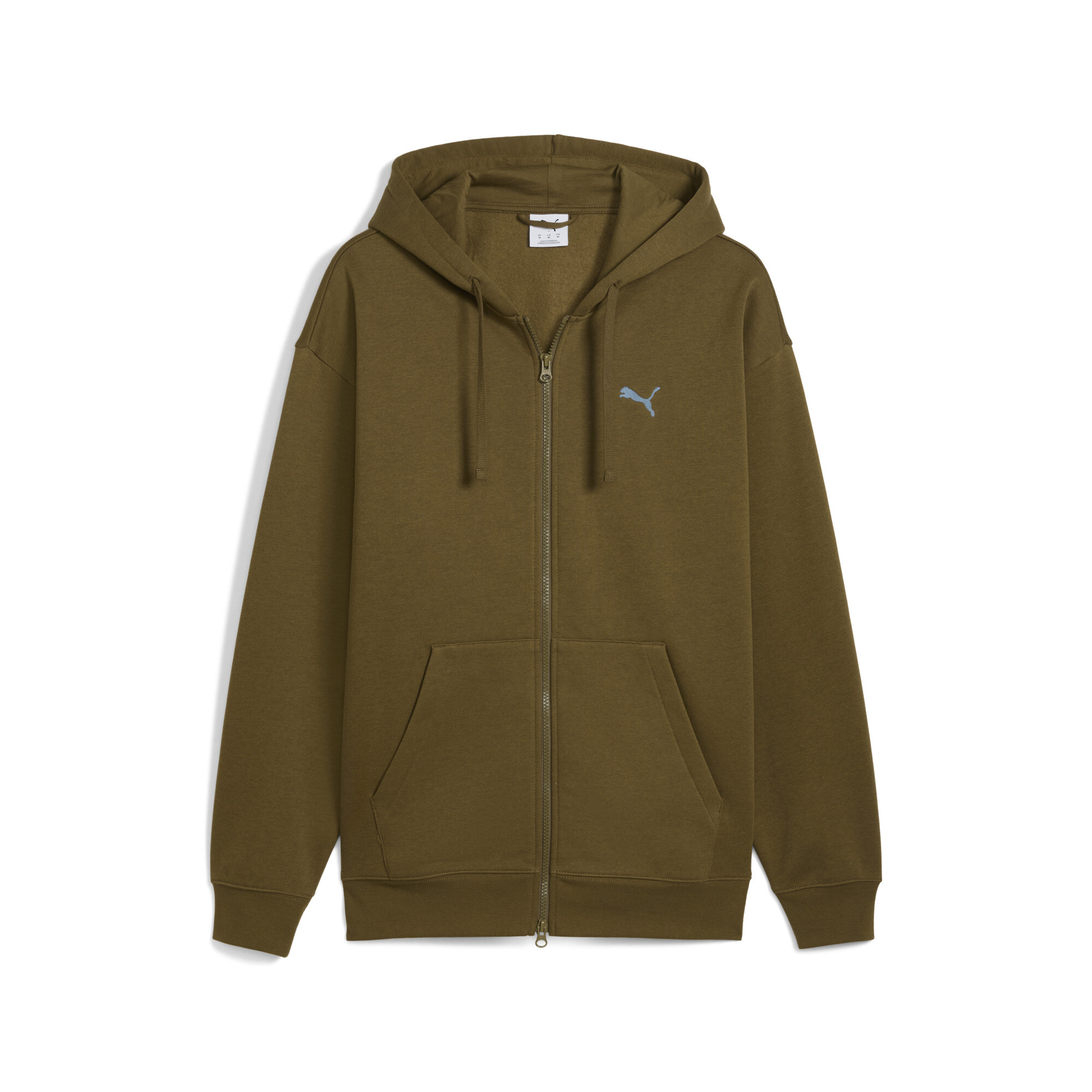 PUMA Essentials Zip-Up Hoodie in Green, Size L
