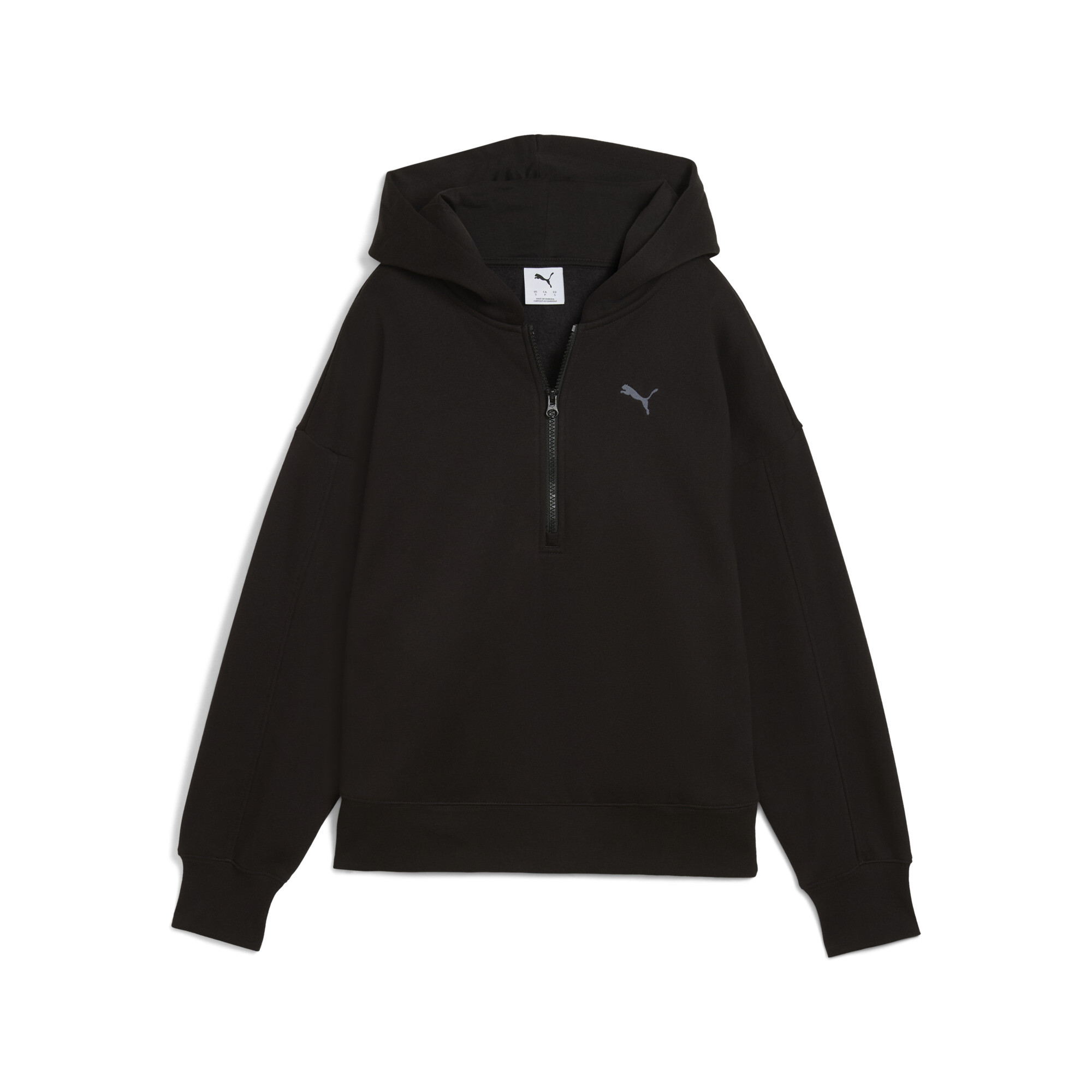 PUMA Hoodie met kwartrits voor Dames, Zwart, Maat L