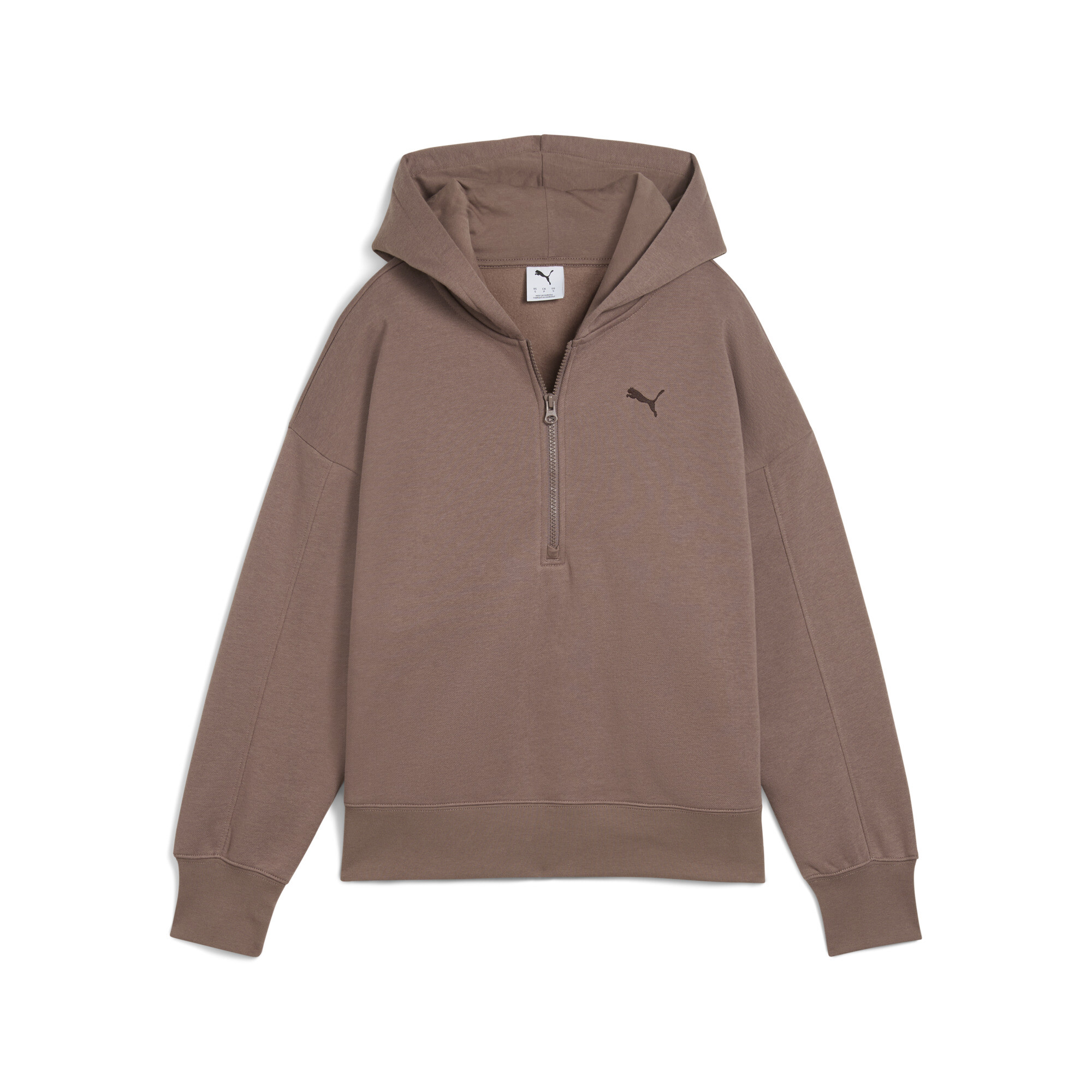 PUMA Hoodie met kwartrits voor Dames, Bruin, Maat S